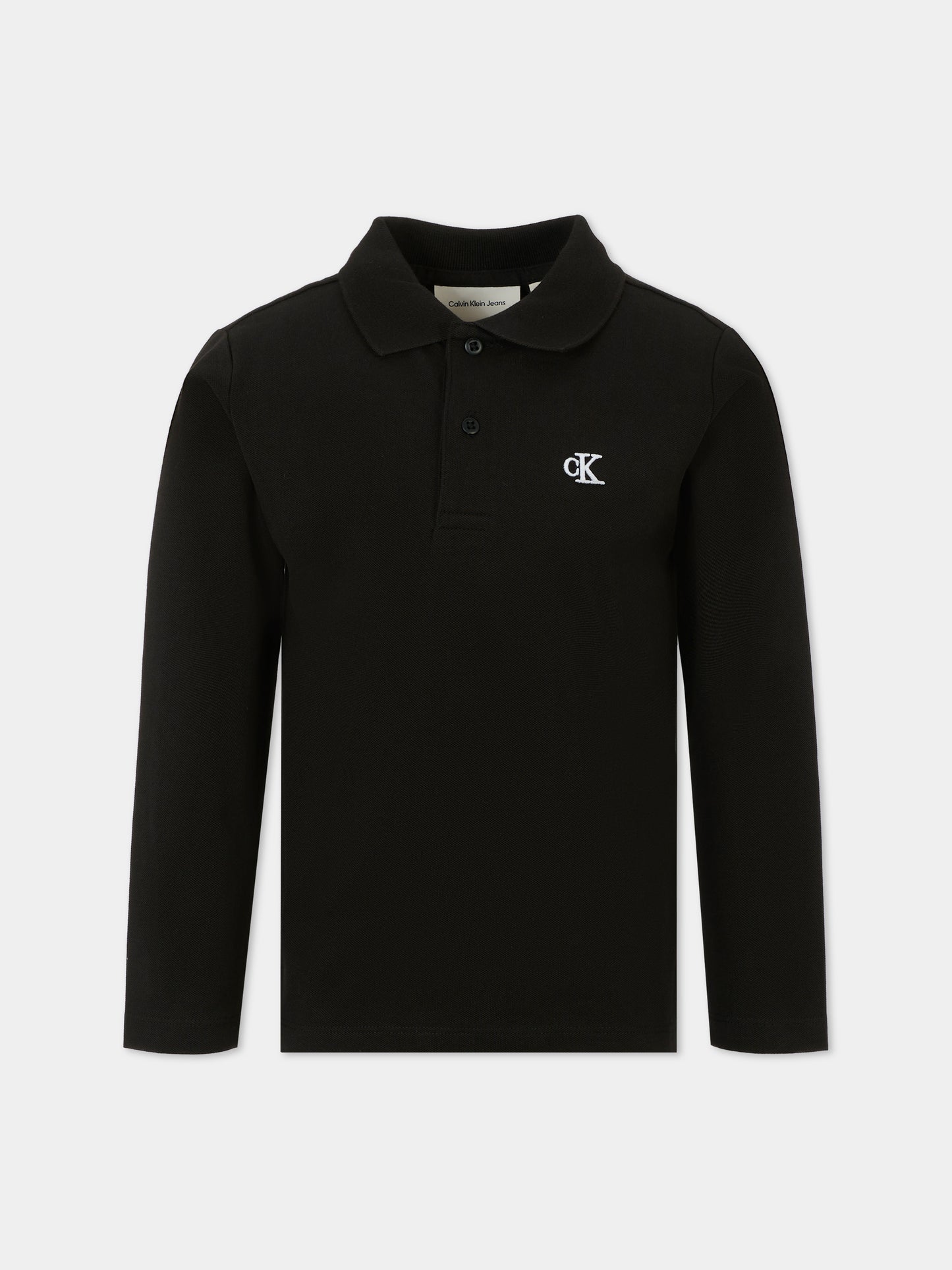 Polo nera per bambino con logo ricamato,Calvin Klein Kids,25CCKIB0IB02421 BEH