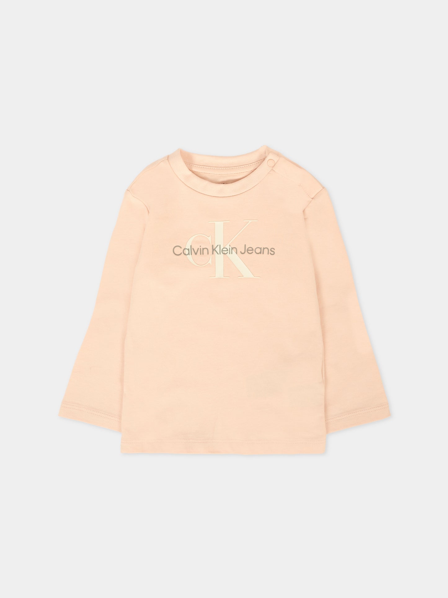 T-shirt rosa per neonata con logo,Calvin Klein Kids,25CCKIN0IN00005 TGI