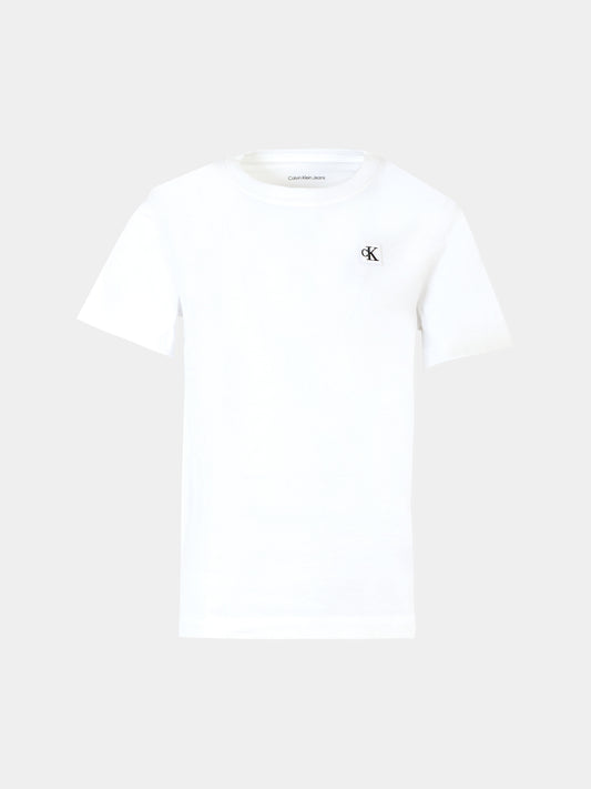 T-shirt bianca per bambini con patch,Calvin Klein Kids,25CCKIU0IU00543 YAF