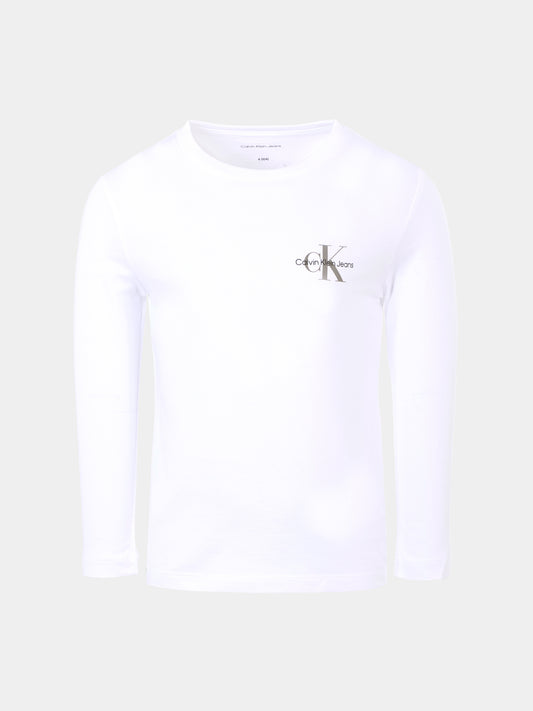 T-shirt bianca per bambini con logo nero,Calvin Klein Kids,25CCKIU0IU00677 YAF