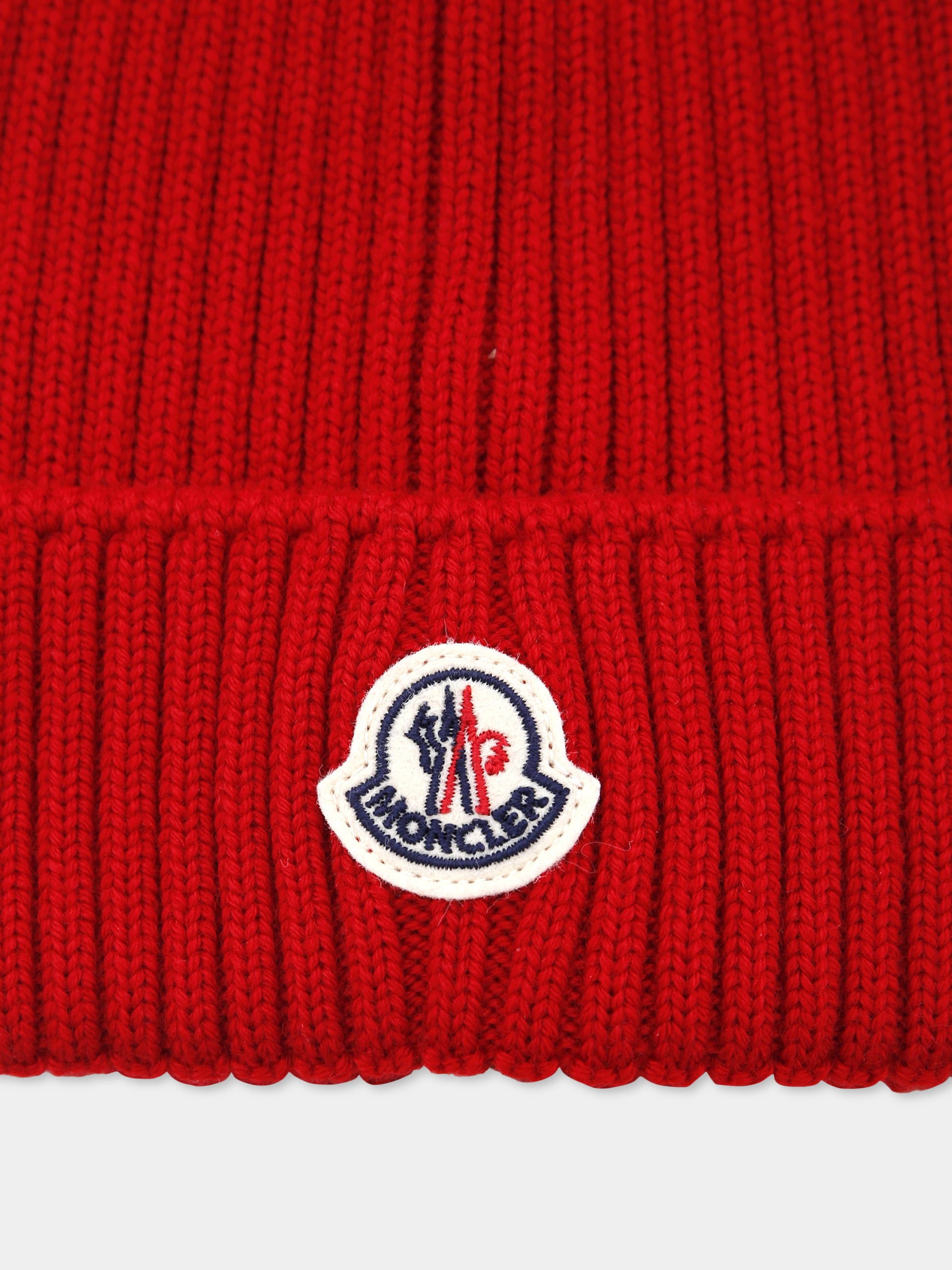 Berretto rosso per bambini con logo,Moncler Kids,K2954 - 3B00009 - M1131 455