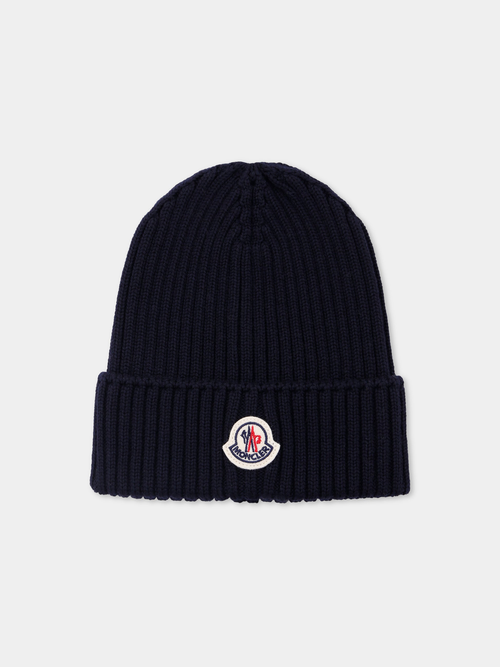 Berretto blu per bambini con logo,Moncler Kids,K2954 - 3B00009 - M1131 742