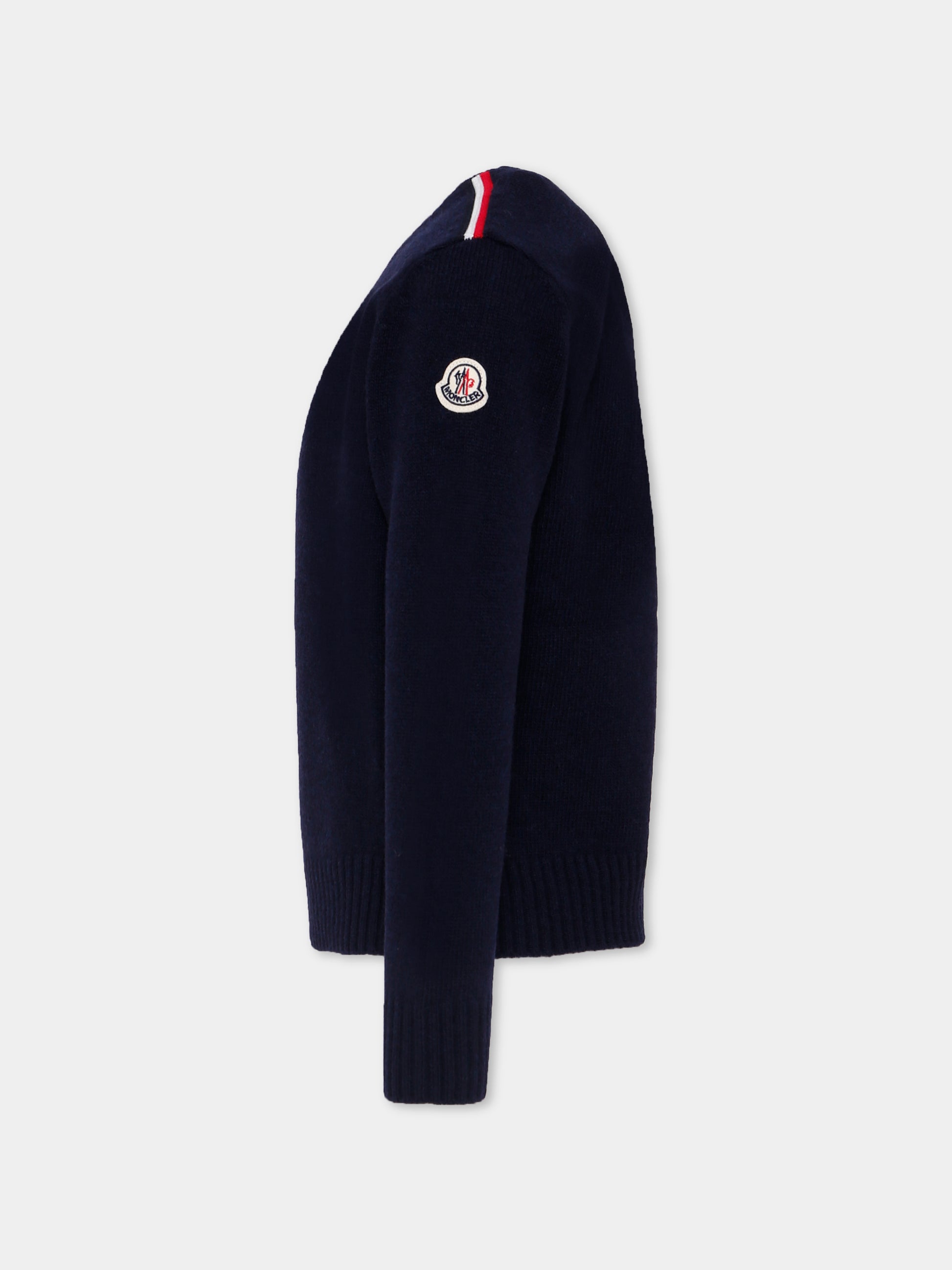 Maglione blu per bambino con logo,Moncler Kids,K2954 - 9C00001 - M1241 745