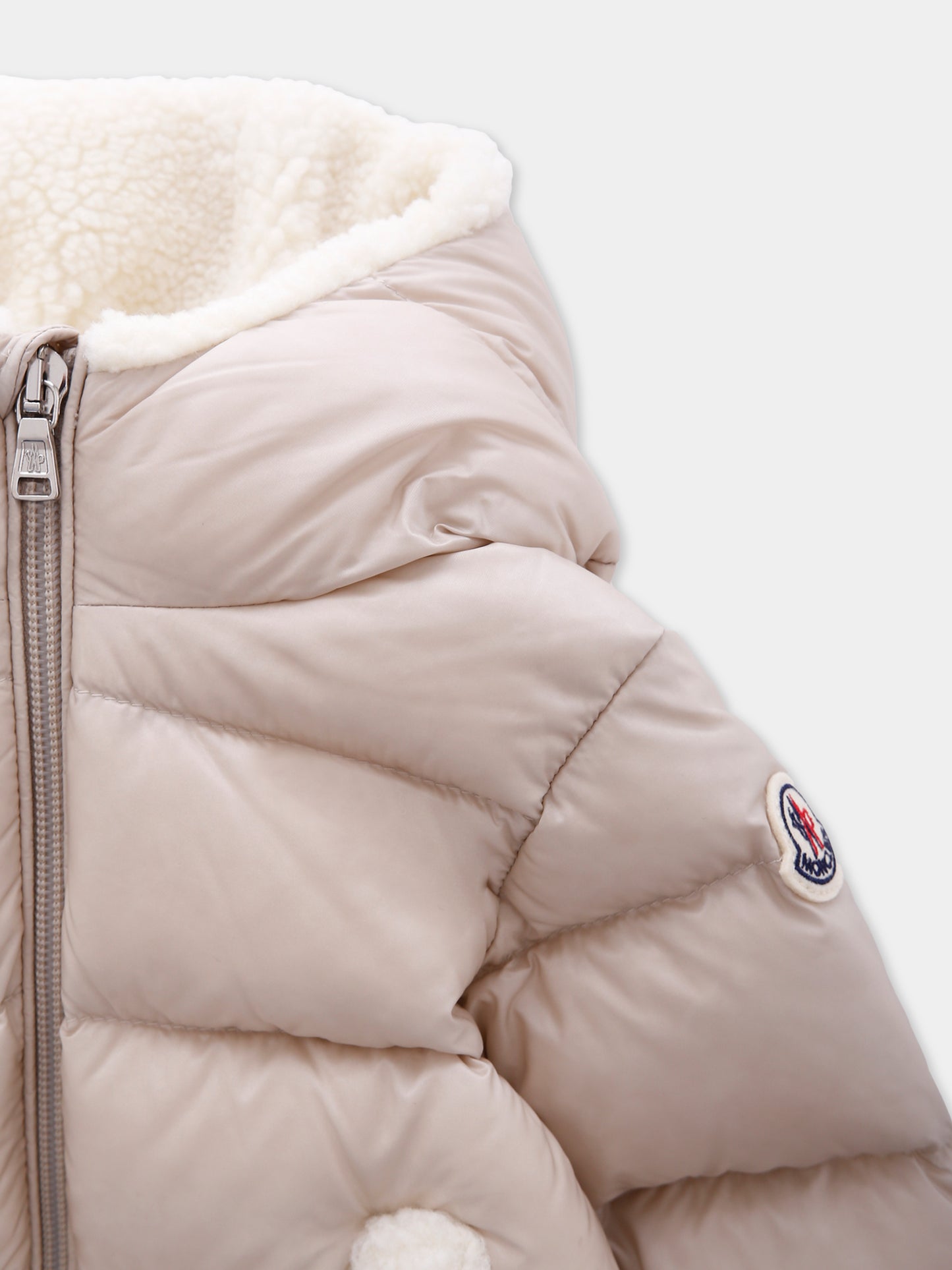Piumino Borgan beige per neonati con logo,Moncler Kids,K2951 - 1A00011 - 597YF 268