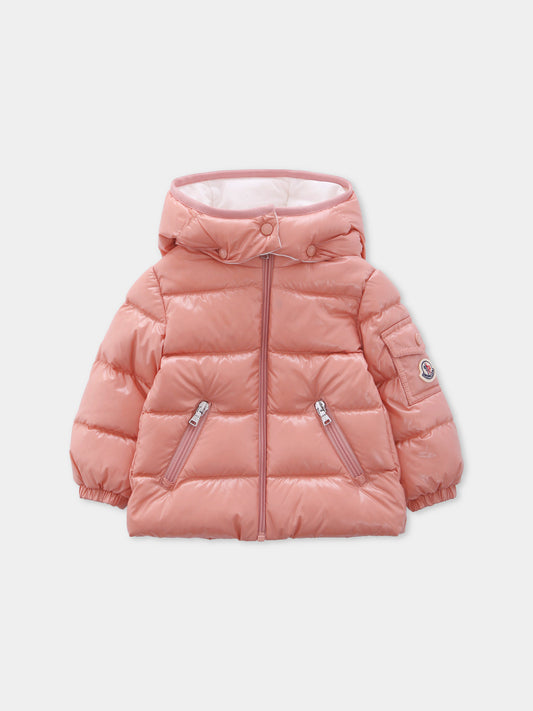 Piumino Bady rosa per neonata con logo,Moncler Kids,K2951 - 1A00013 - 597Z8 51E