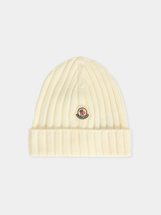 Berretto bianco per neonati con logo,Moncler Kids,K2951 - 3B00006 - M1131 040