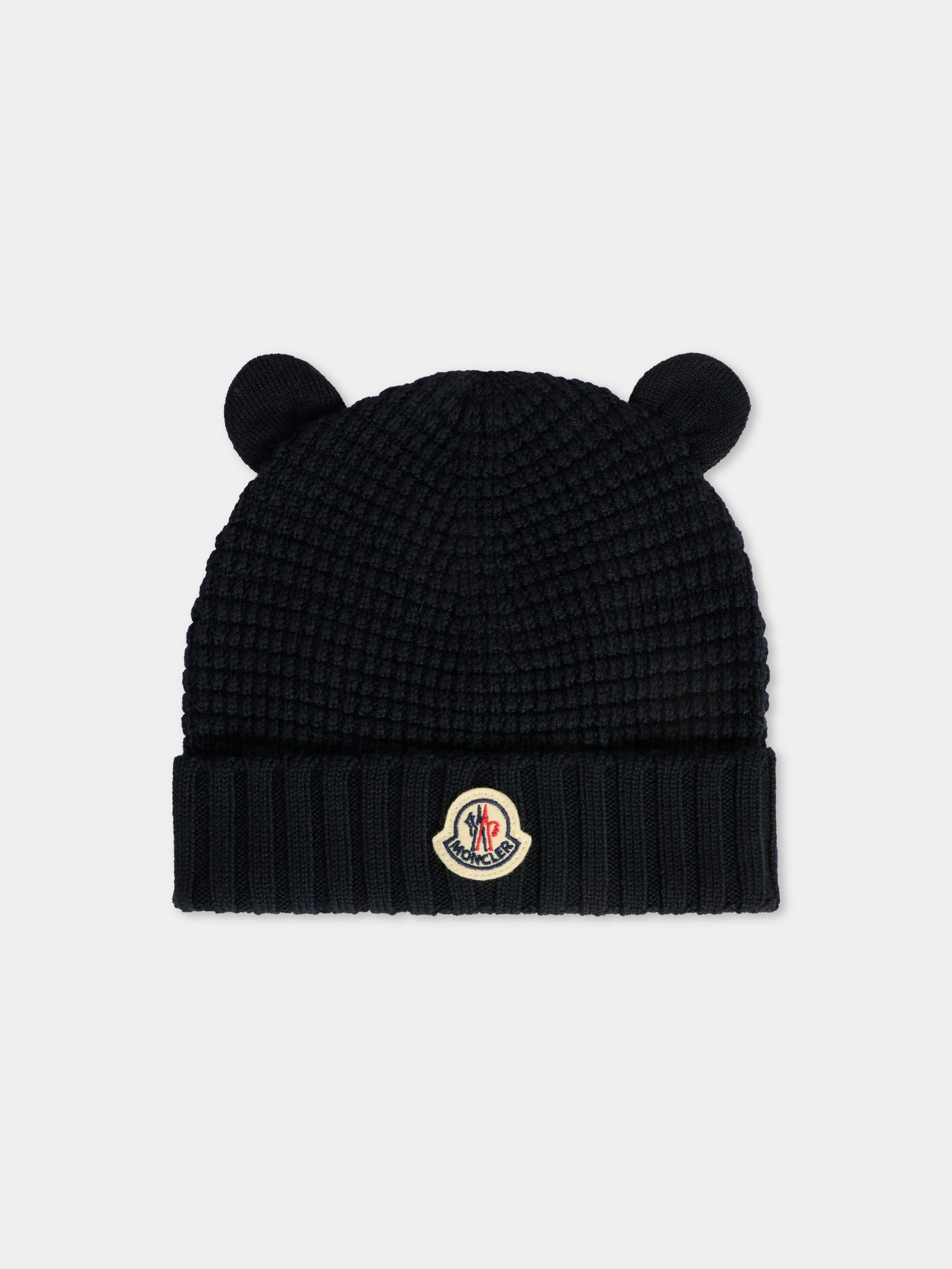 Berretto blu per neonati con logo,Moncler Kids,K2951 - 3B00008 - M1131 742