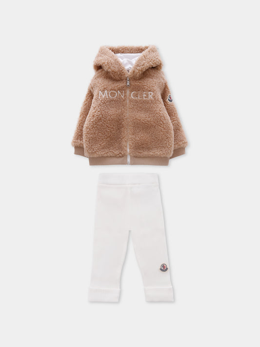 Completo beige per neonati con logo,Moncler Kids,K2951 - 8M00003 - 89A3X 239