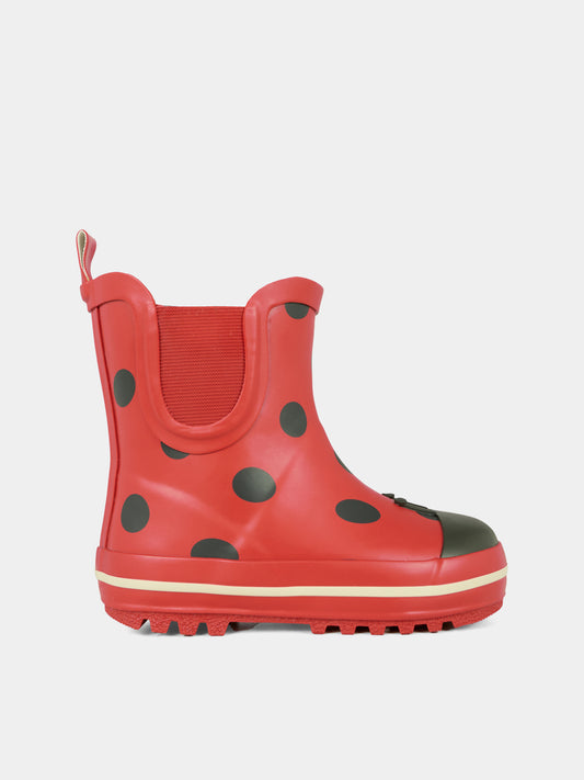 Stivali da pioggia rossi per bambina con stampa coccinella,Konges Sløjd,KS103454 LADY DOT