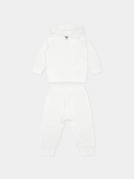 Completo bianco per neonati con logo all over,Moschino Kids,MMK04I LGB11 10063