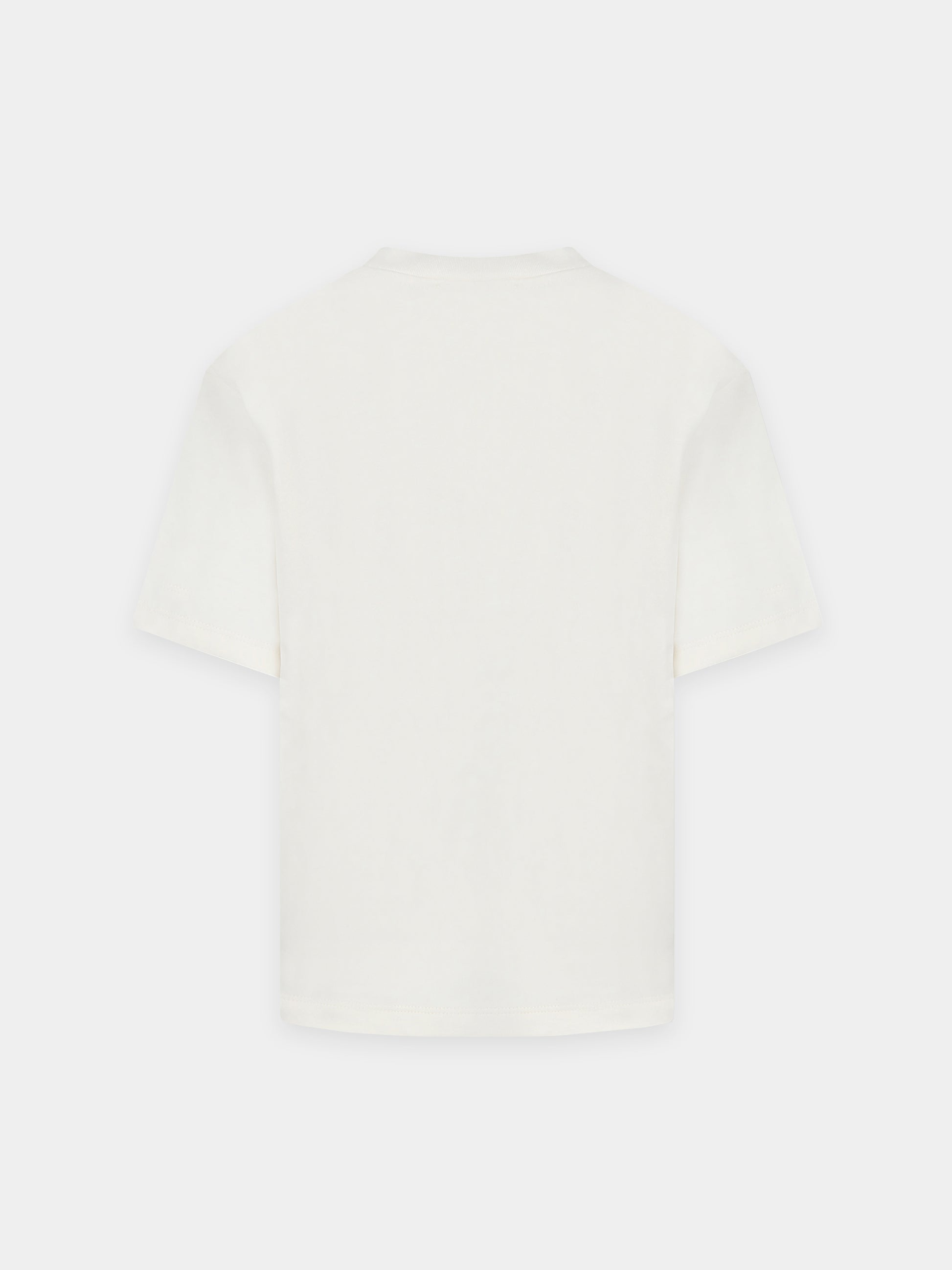 T-shirt avorio per bambini con logo ricamato,Laneus Kids,F5LKJUTH074 013