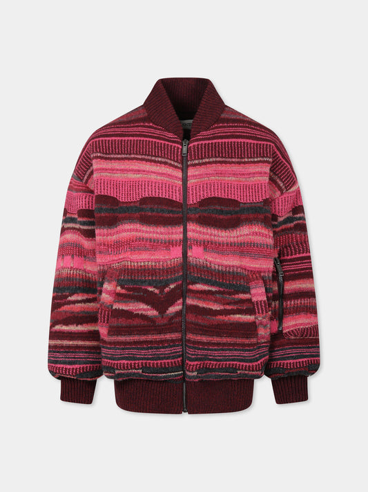 Bomber multicolor per bambina con patch logato,Laneus Kids,F5LKJGKJ062 039