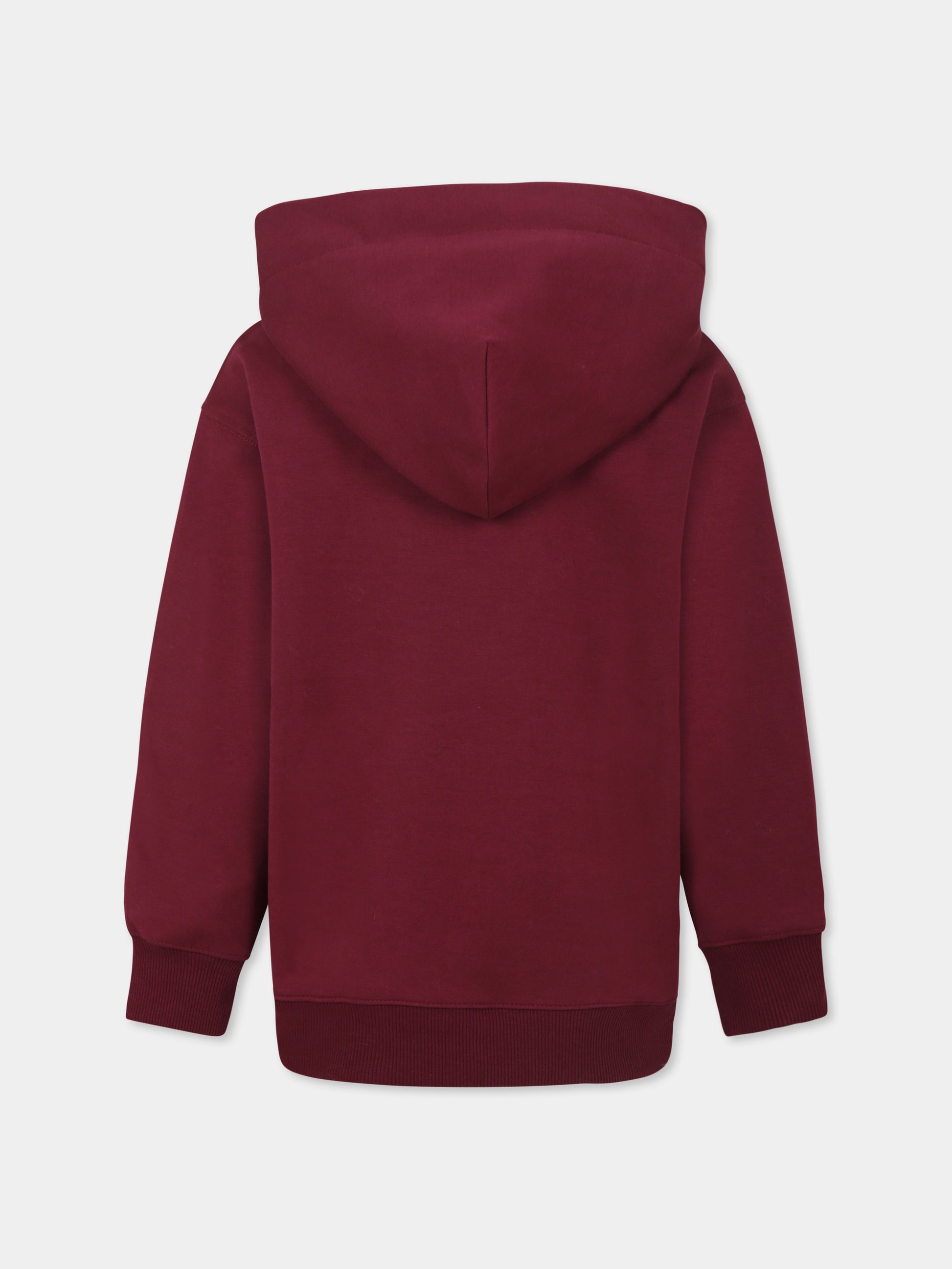 Felpa bordeaux per bambini con logo ricamato,Laneus Kids,F5LKJUHS073 039