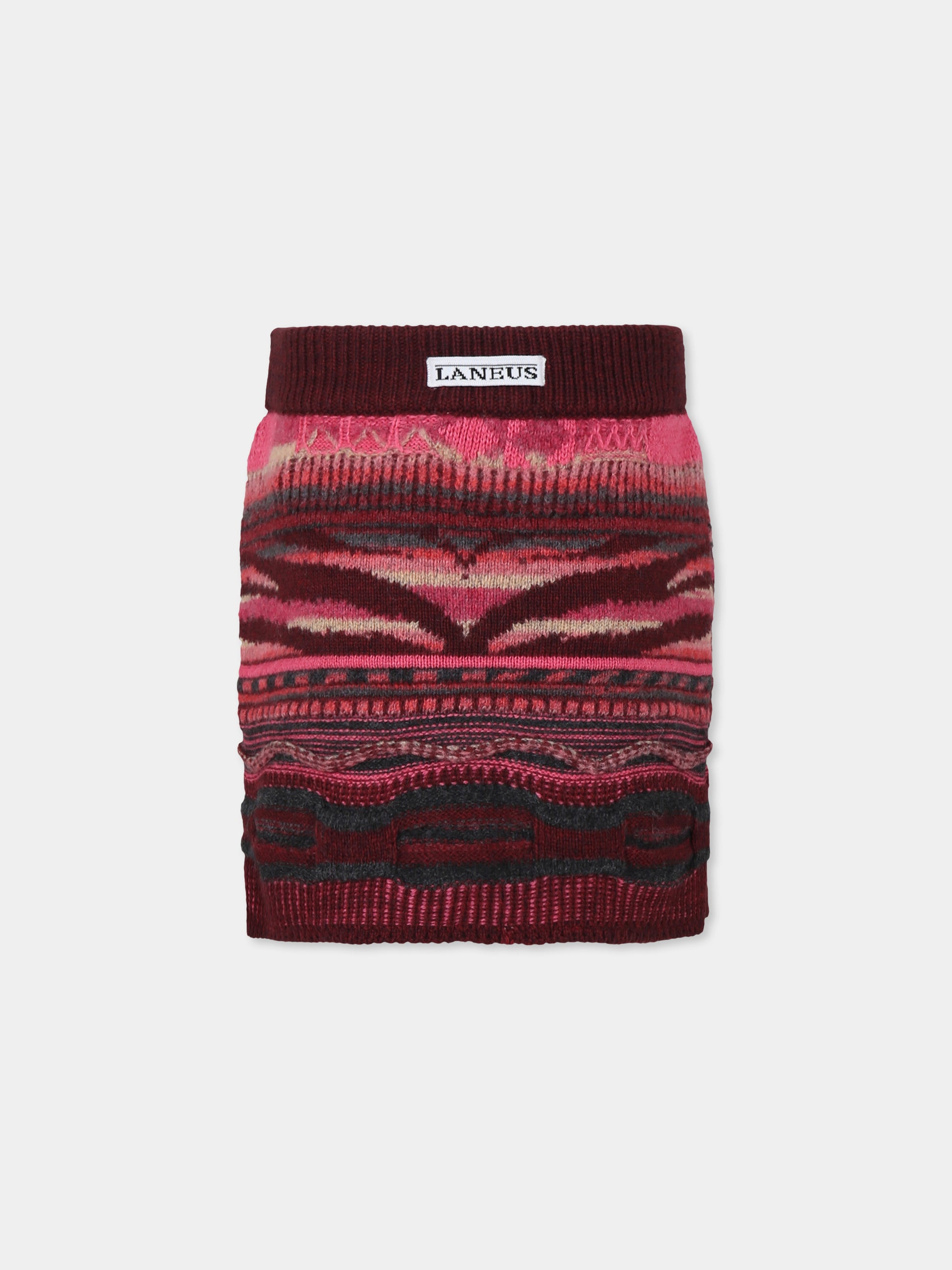 Gonna multicolor per bambina con patch logato,Laneus Kids,F5LKJGKK061 039