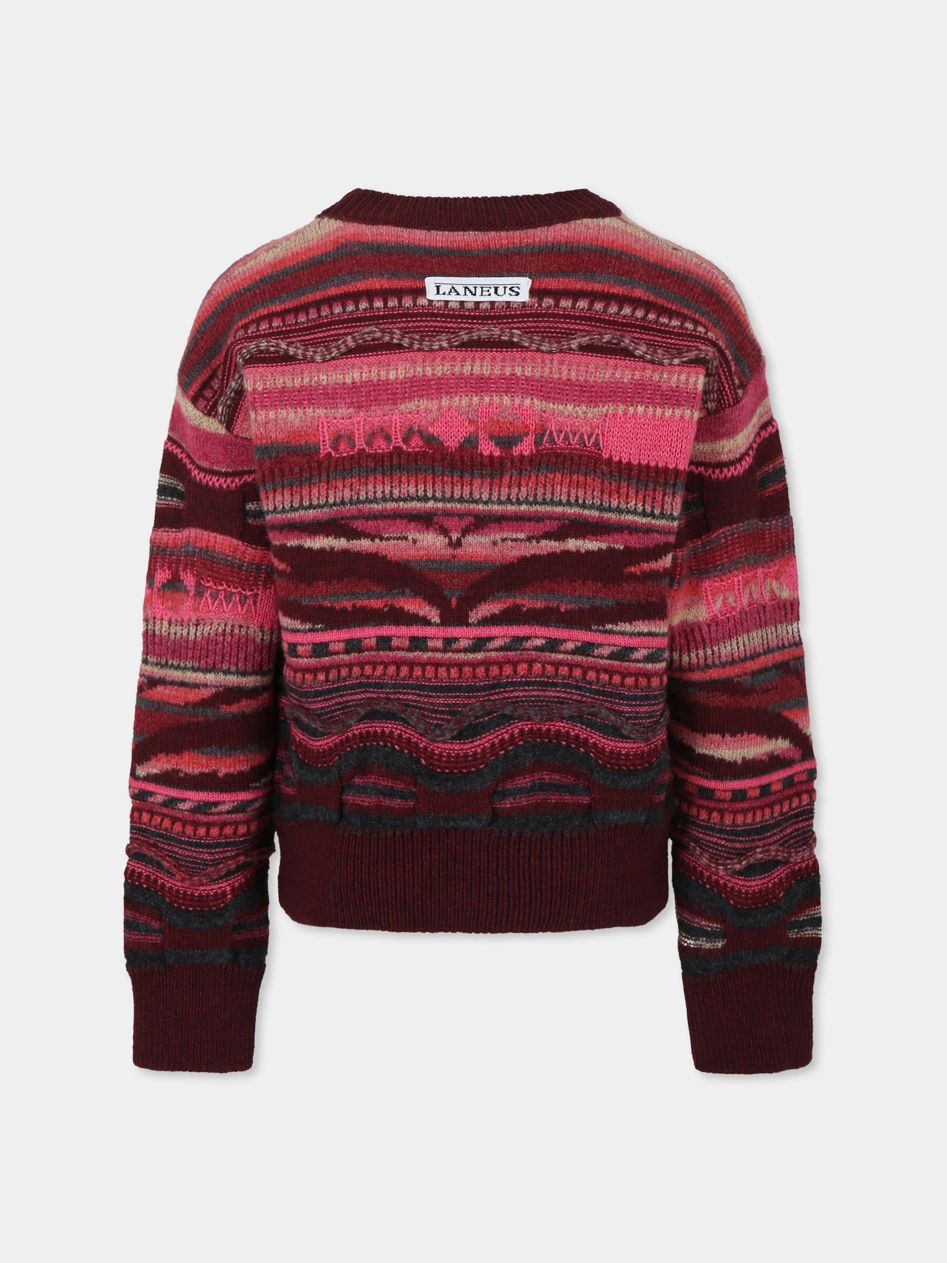 Maglione multicolor per bambina con patch logato,Laneus Kids,F5LKJGJP060 039