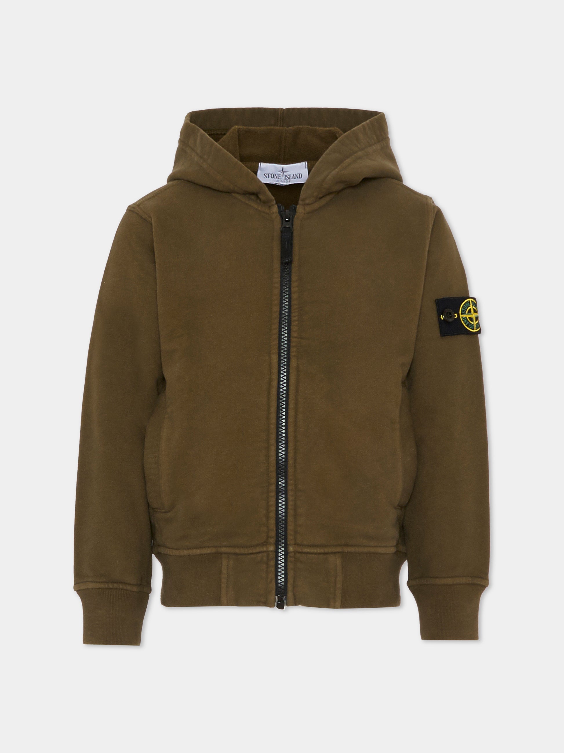Felpa verde per bambino con bussola,Stone Island Junior,K2S16 6100003 S0A20 - V0054
