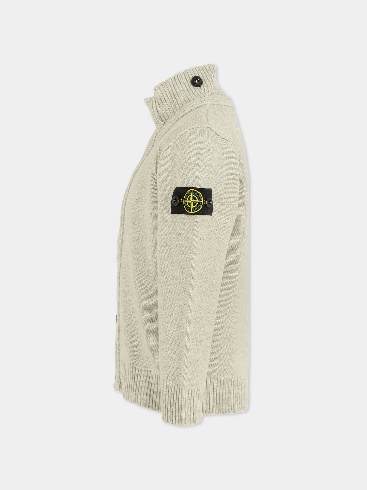 Cardigan grigio per bambino con bussola,Stone Island Junior,K2S16 5100003 S00M1 - V0M64