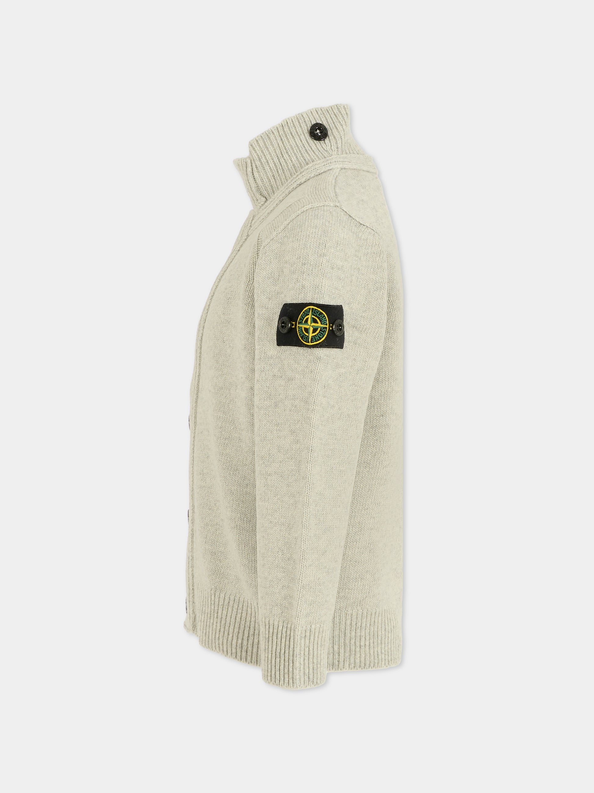 Cardigan grigio per bambino con bussola,Stone Island Junior,K2S16 5100003 S00M1 - V0M64