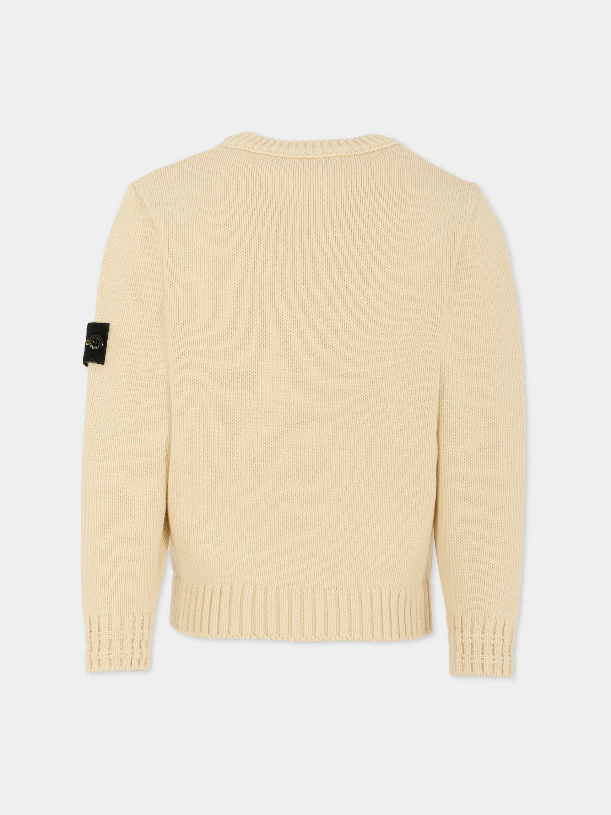 Maglione avorio per bambino con bussola,Stone Island Junior,K2S16 5100019 S01A2 - V0099