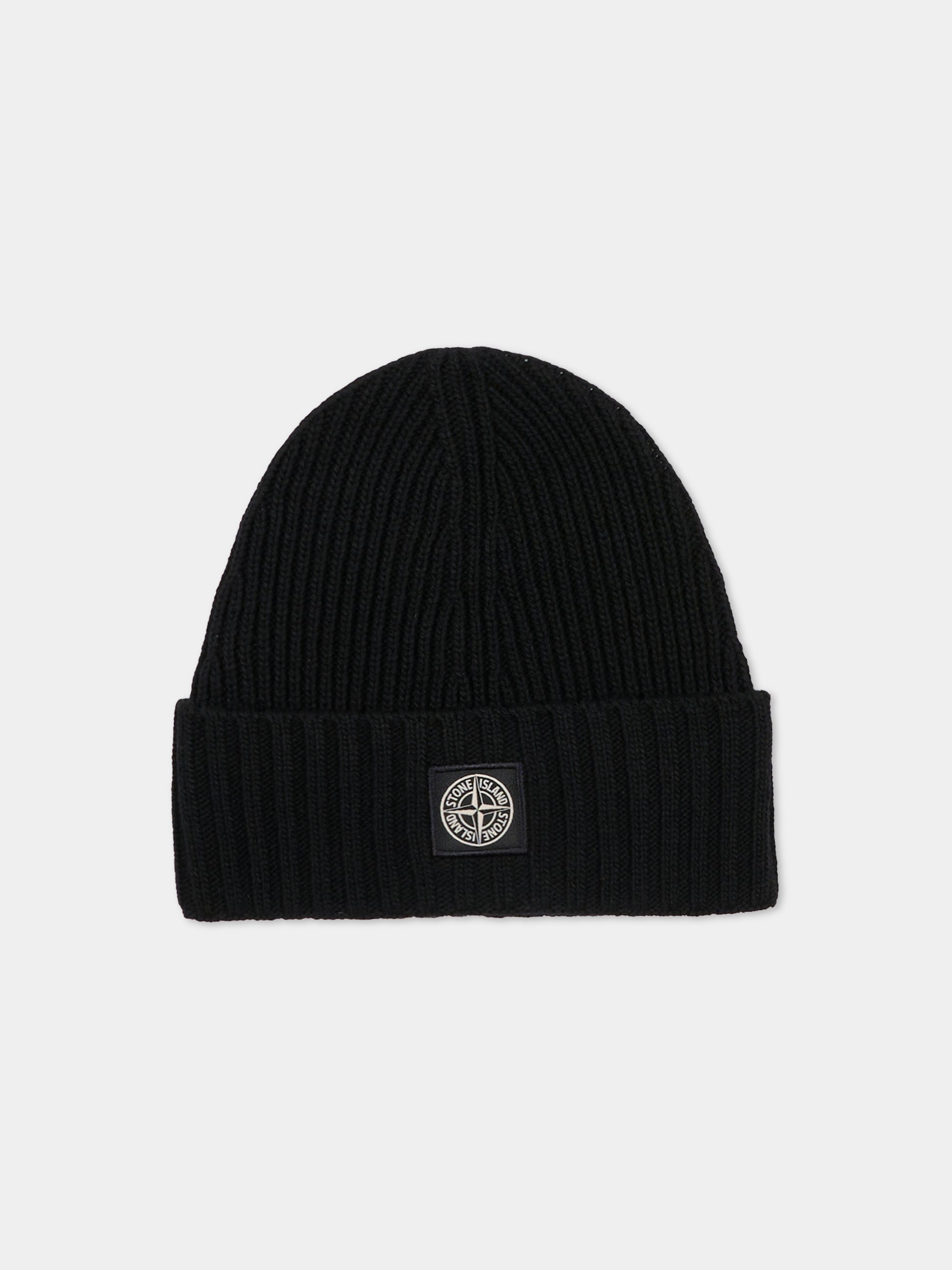 Berretto nero per bambino con bussola,Stone Island Junior,K2S16 N100003 S00M3 - V0029