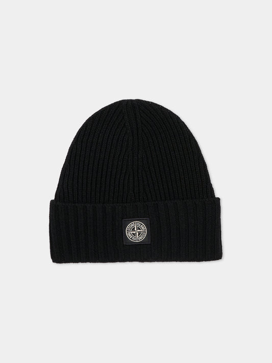 Berretto nero per bambino con bussola,Stone Island Junior,K2S16 N100003 S00M3 - V0029