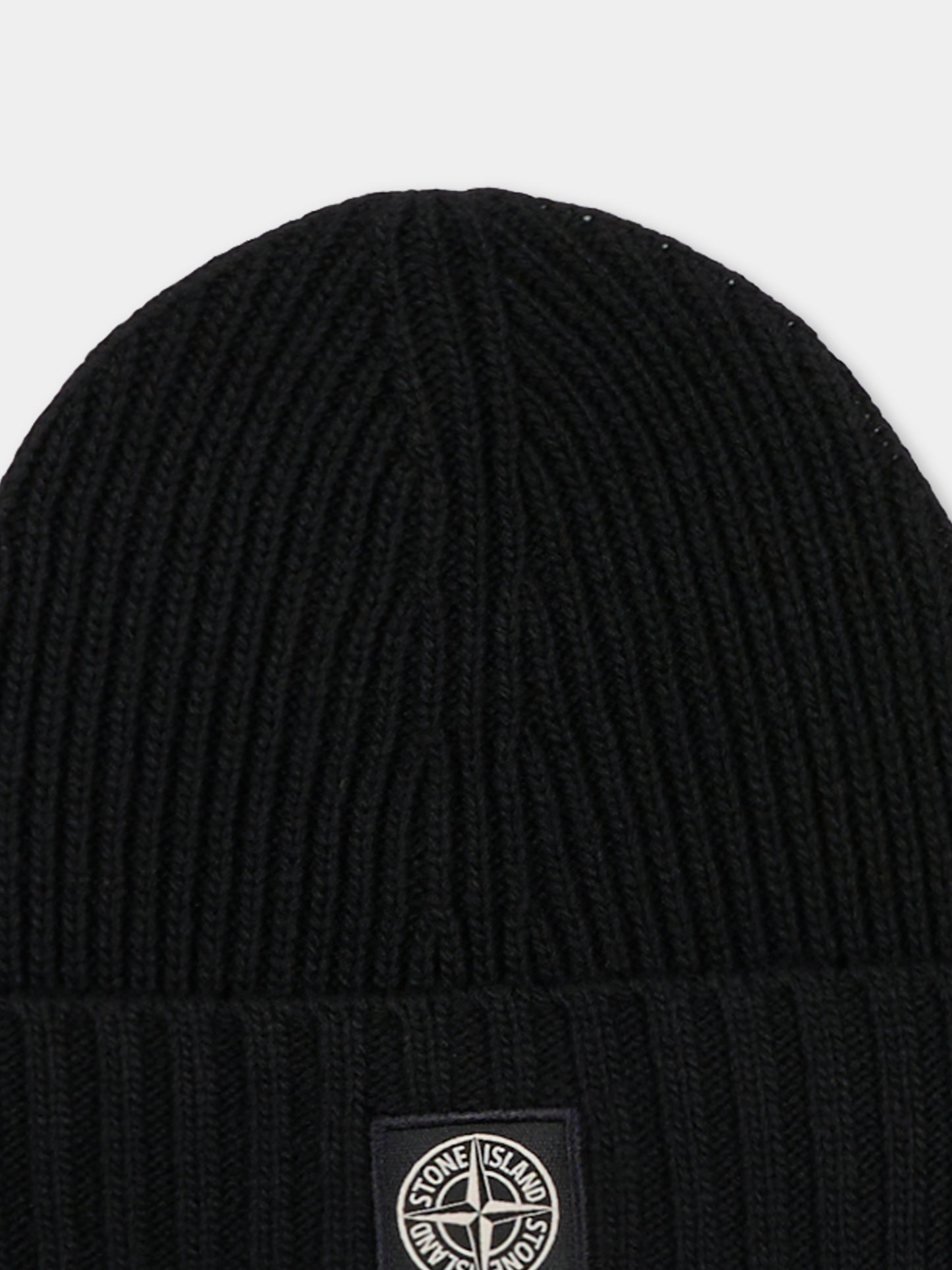 Berretto nero per bambino con bussola,Stone Island Junior,K2S16 N100003 S00M3 - V0029