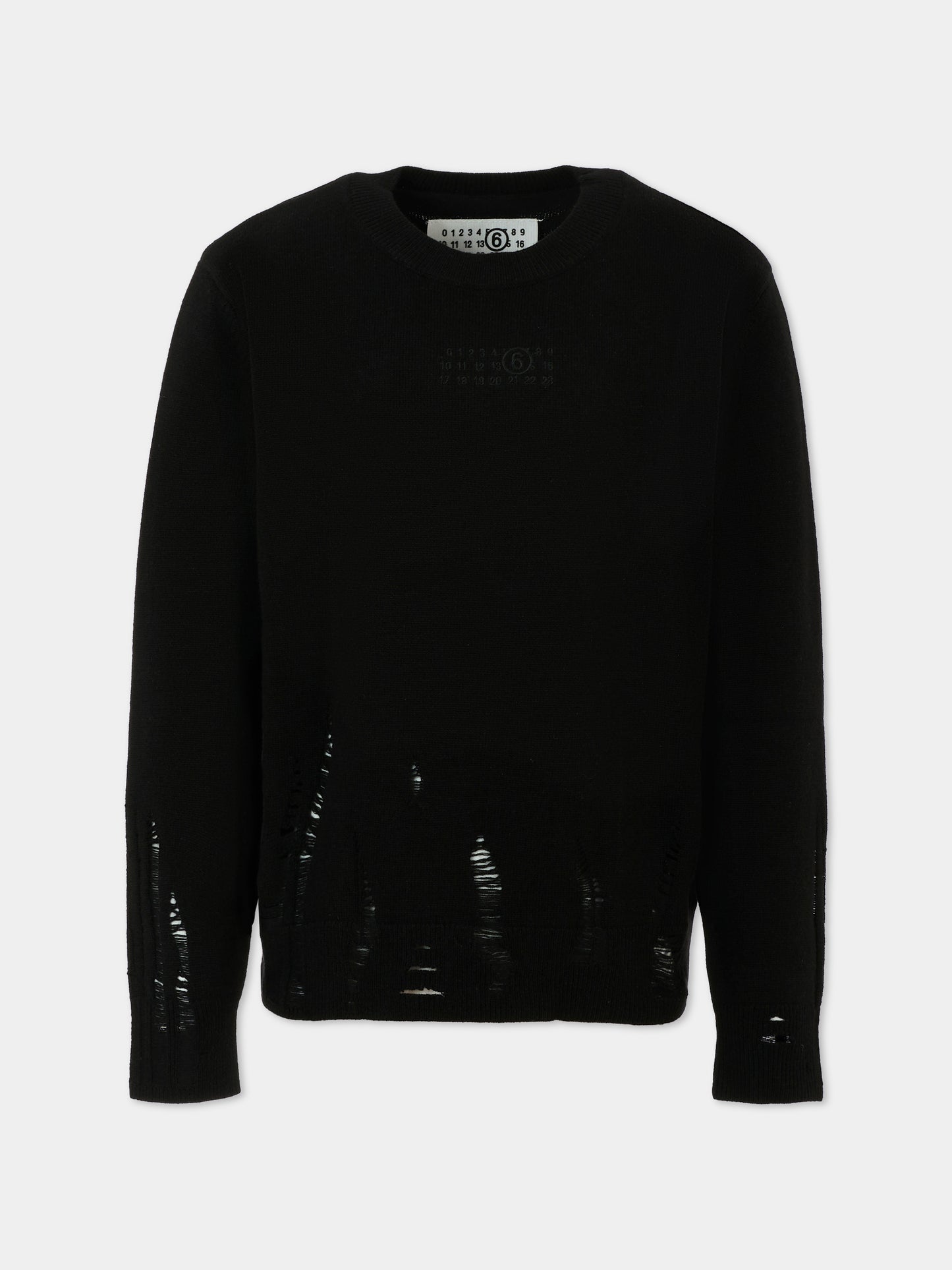 Maglione nero per bambini con logo,Mm6 Maison Margiela,M60877-MM06R-M6900