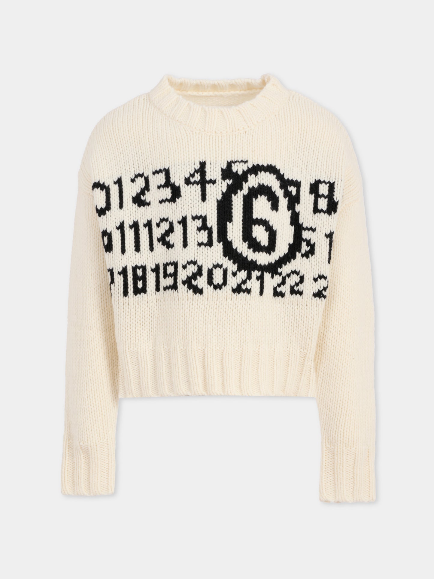 Maglione bianco per bambini con logo,Mm6 Maison Margiela,M60882-MM06M-M6101
