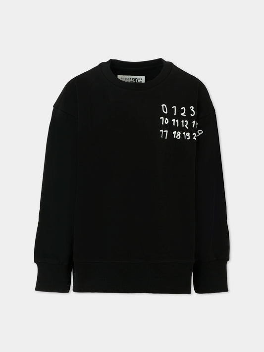 Felpa nera per bambini con logo,Mm6 Maison Margiela,M60896-MM02X-M6900