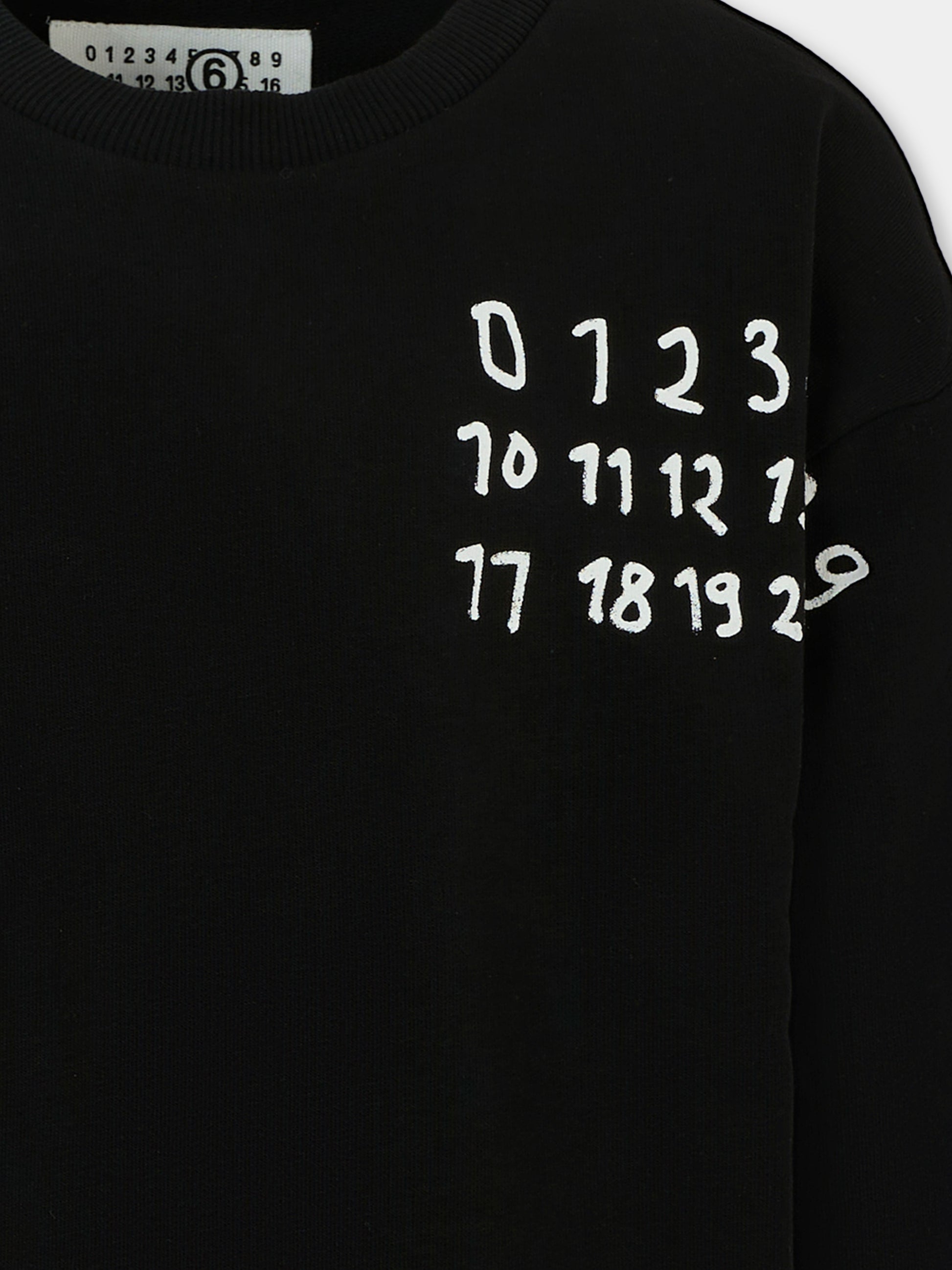 Felpa nera per bambini con logo,Mm6 Maison Margiela,M60896-MM02X-M6900