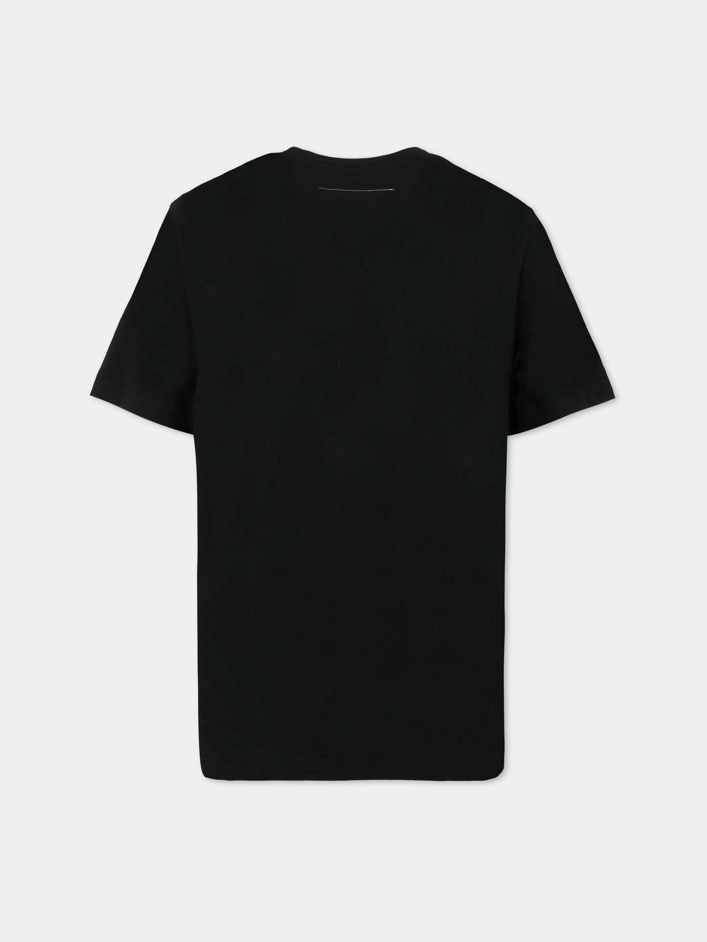 T-shirt nera per bambini con logo,Mm6 Maison Margiela,M60897-MM02Y-M6900
