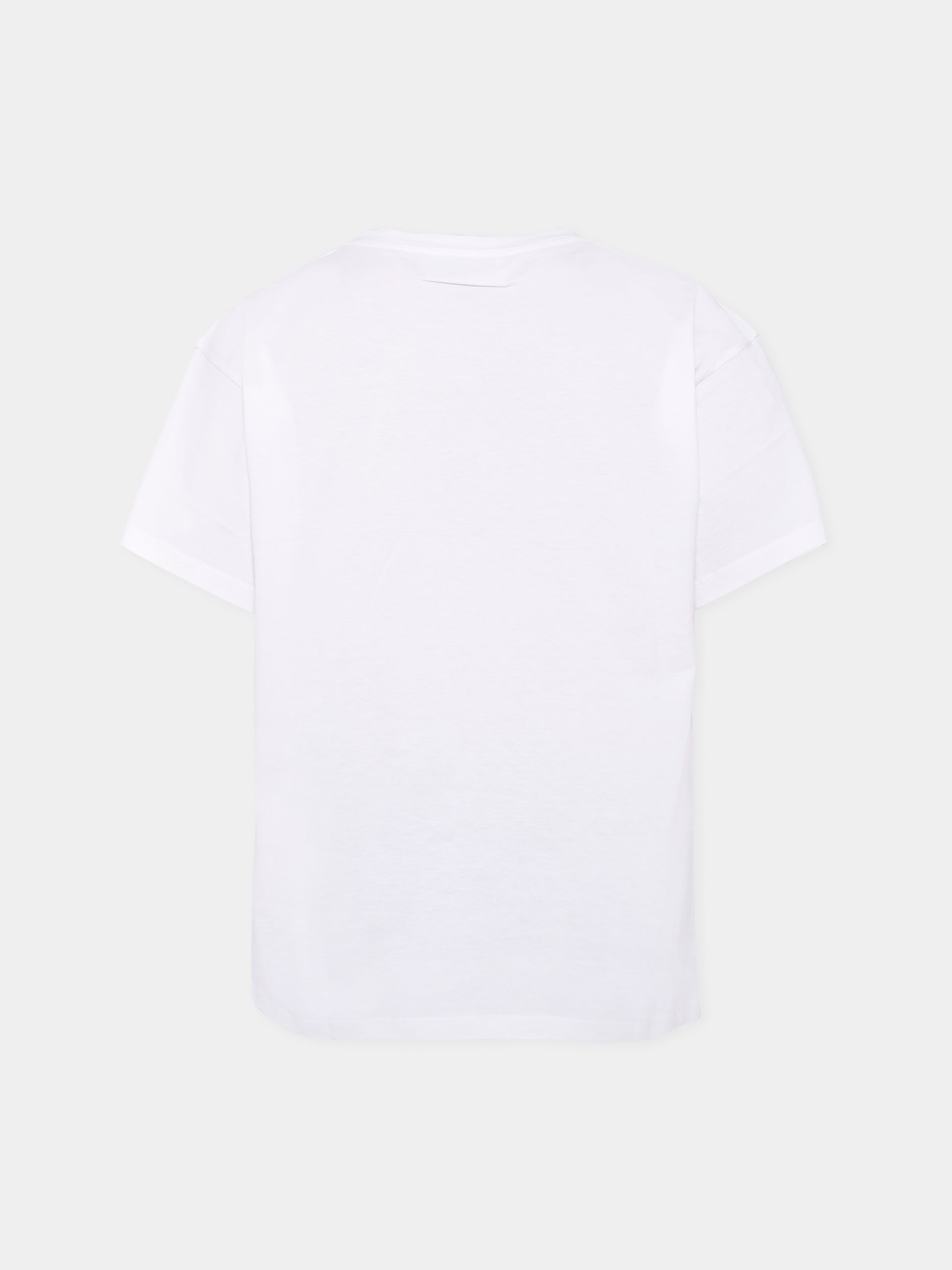 T-shirt bianca per bambini con spilla da balia,Mm6 Maison Margiela,M60907-MM04I-M6100