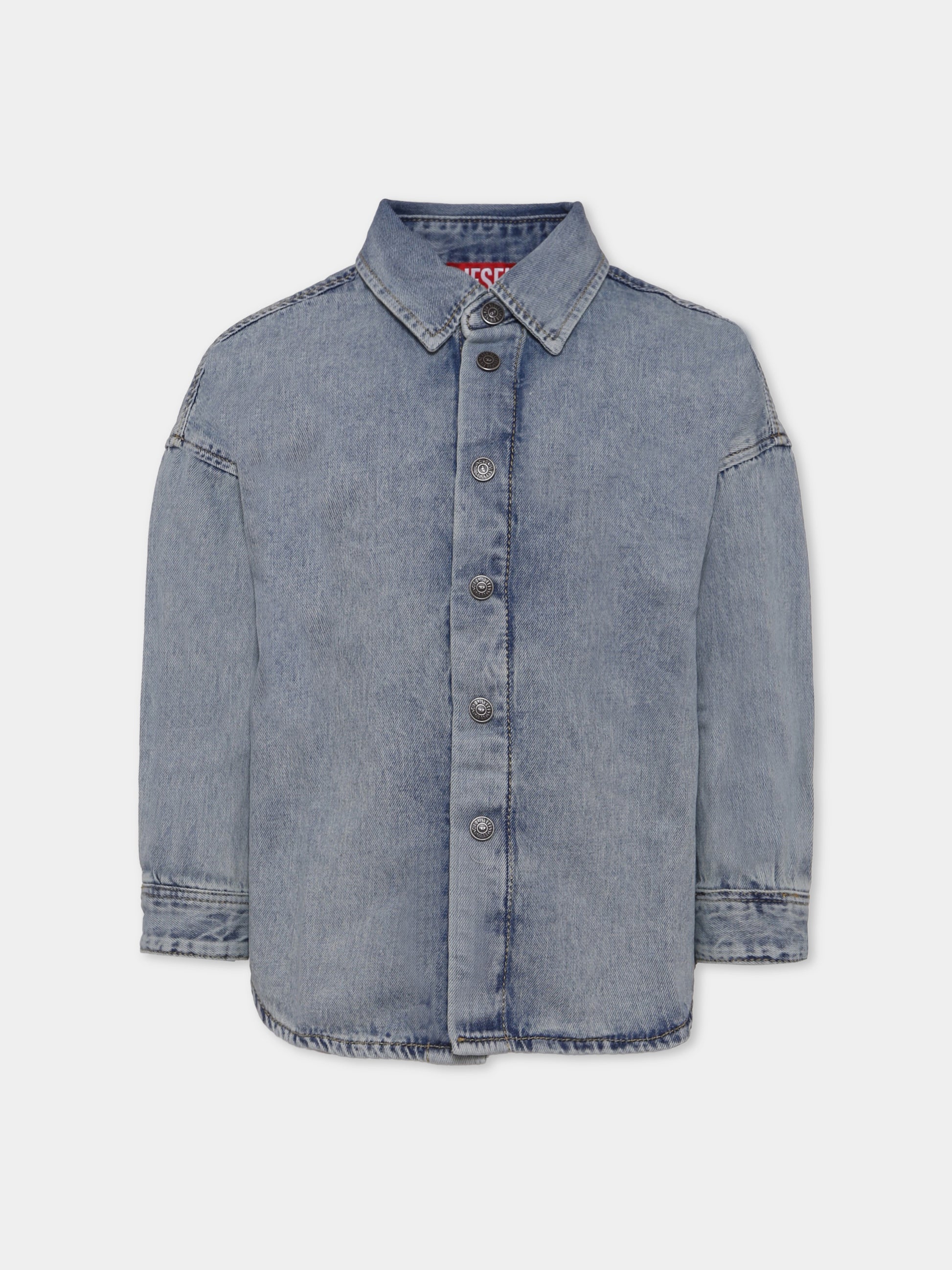 Camicia denim per bambino con logo ricamato,Diesel,J02307-KXBPS-K01