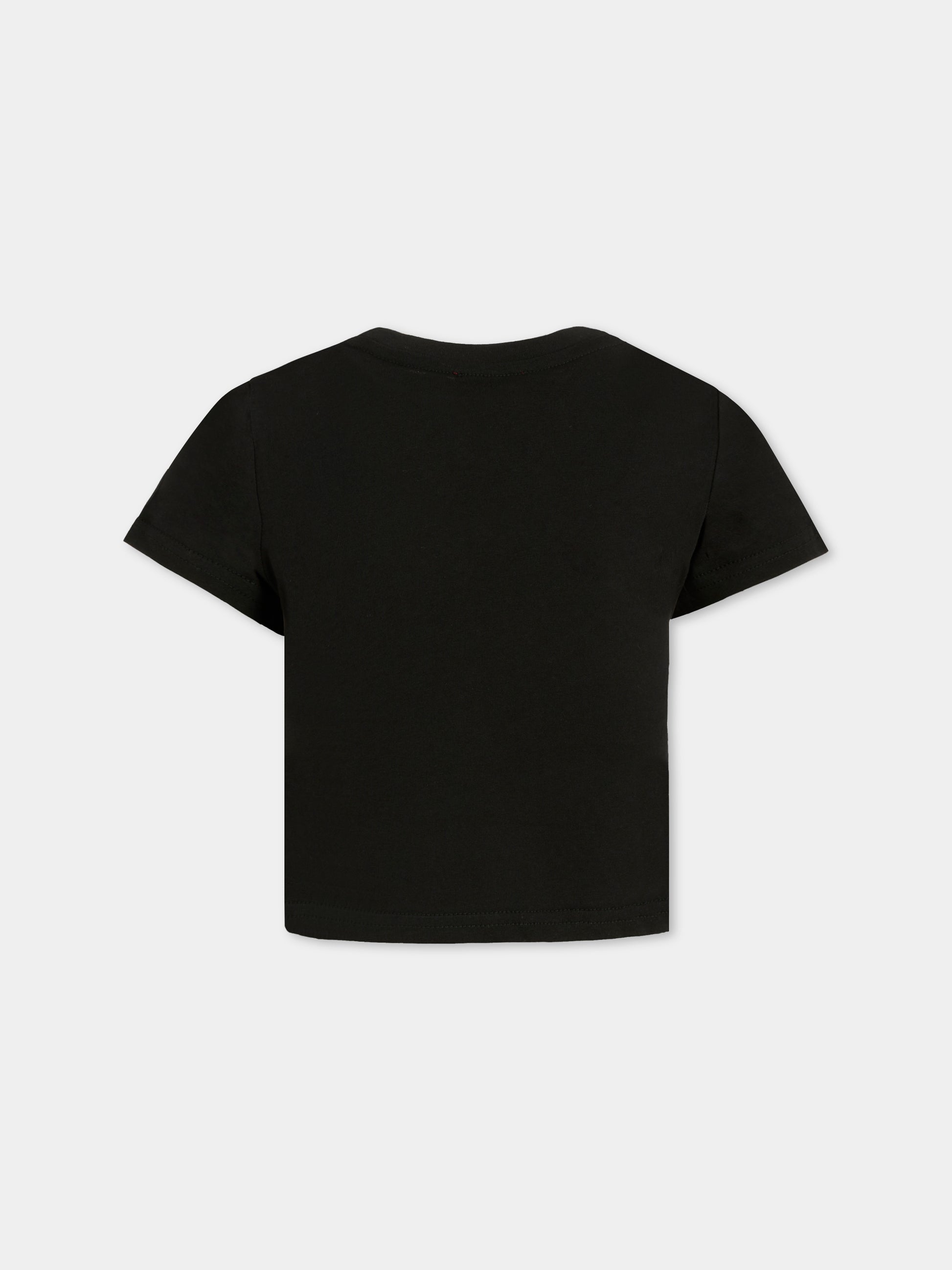 T-shirt nera per bambina con logo,Diesel,J02371-KYAUN-K900