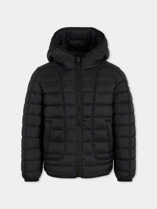 Piumino nero per bambino con logo,Diesel,J02425-KXBRD-K900