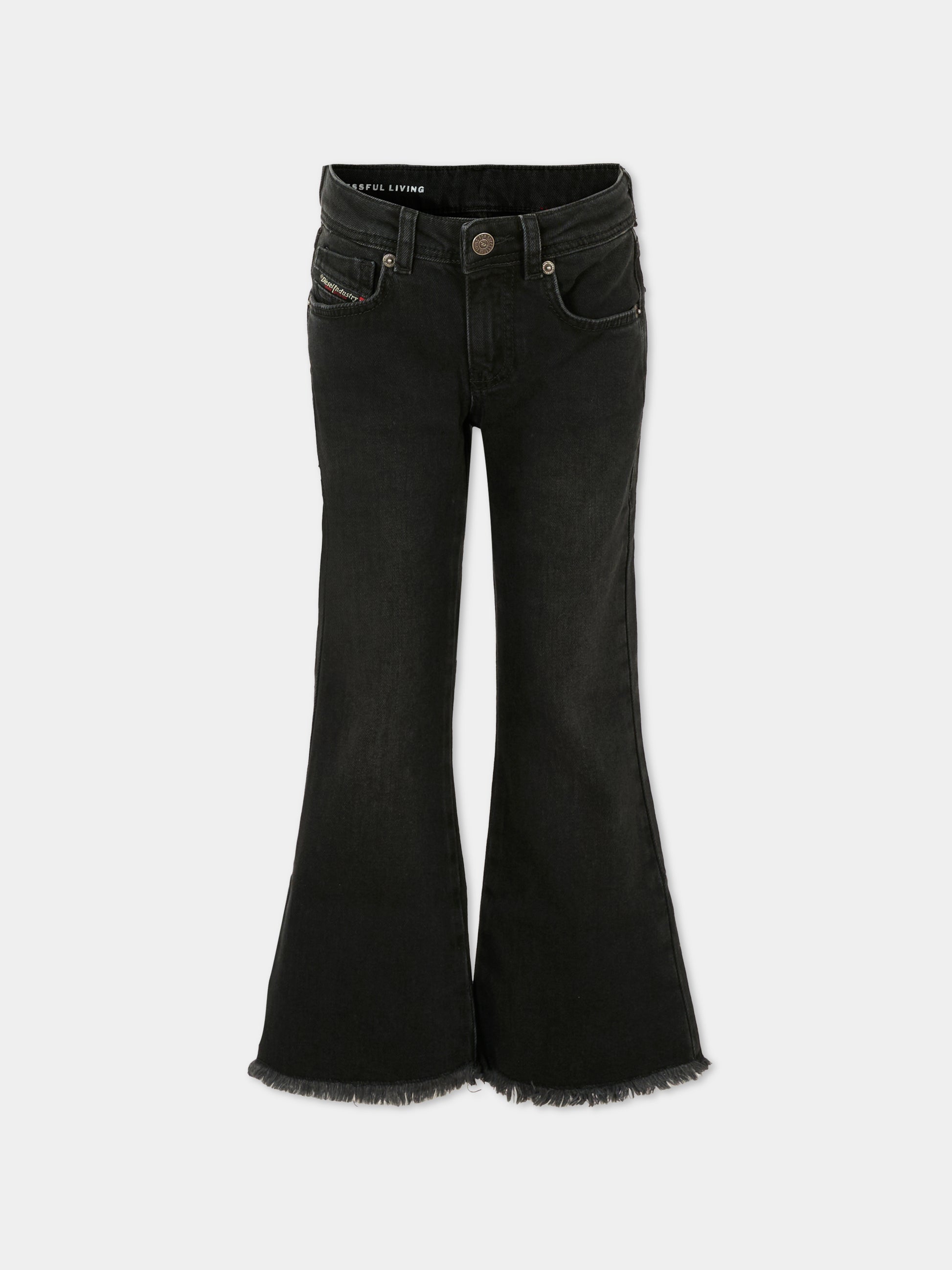 Jeans neri per bambina con patch logato,Diesel,J02508-KXBMV-K02