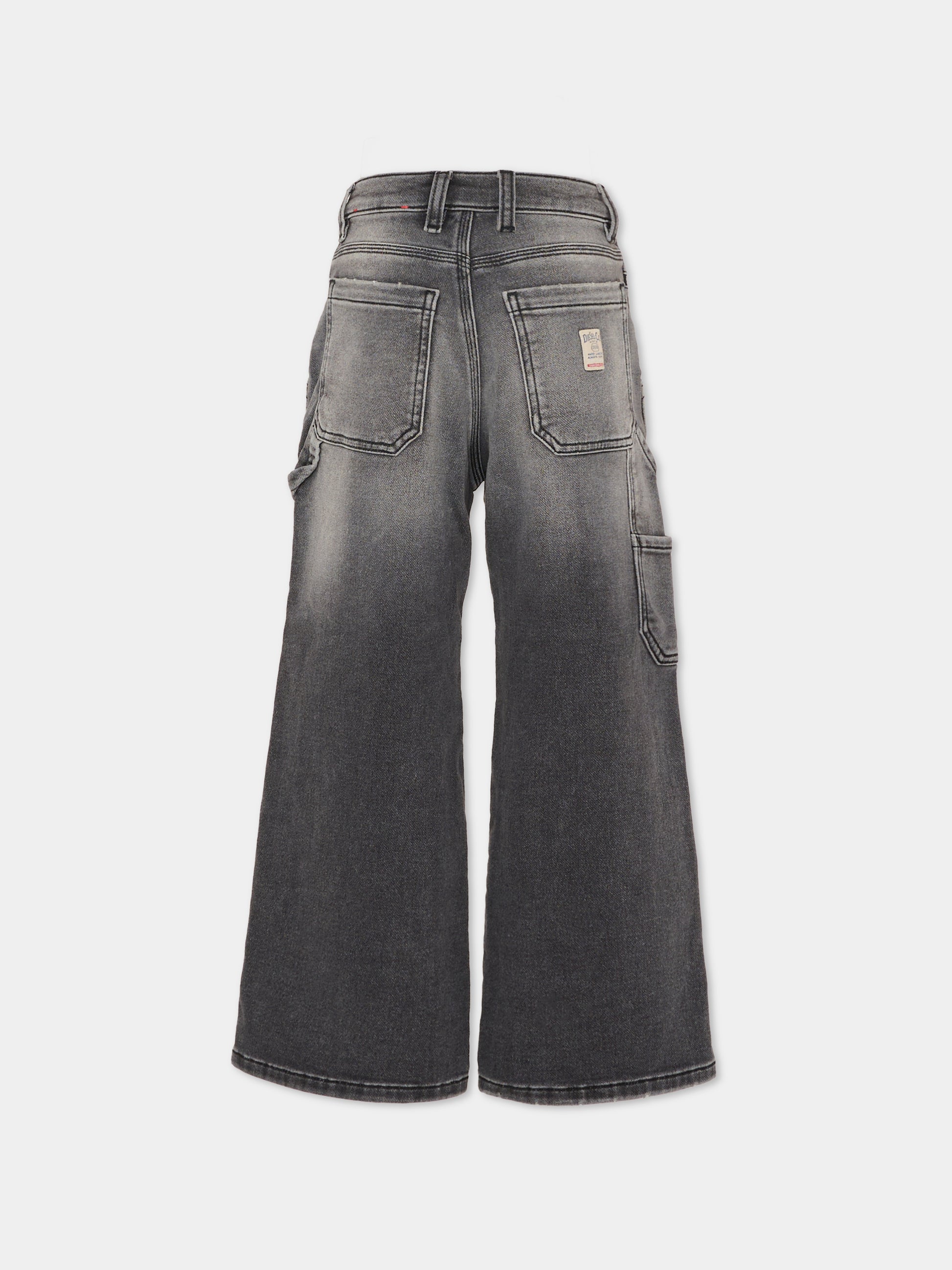 Jeans grigi per bambina con patch logato,Diesel,J02511-KXBRJ-K02