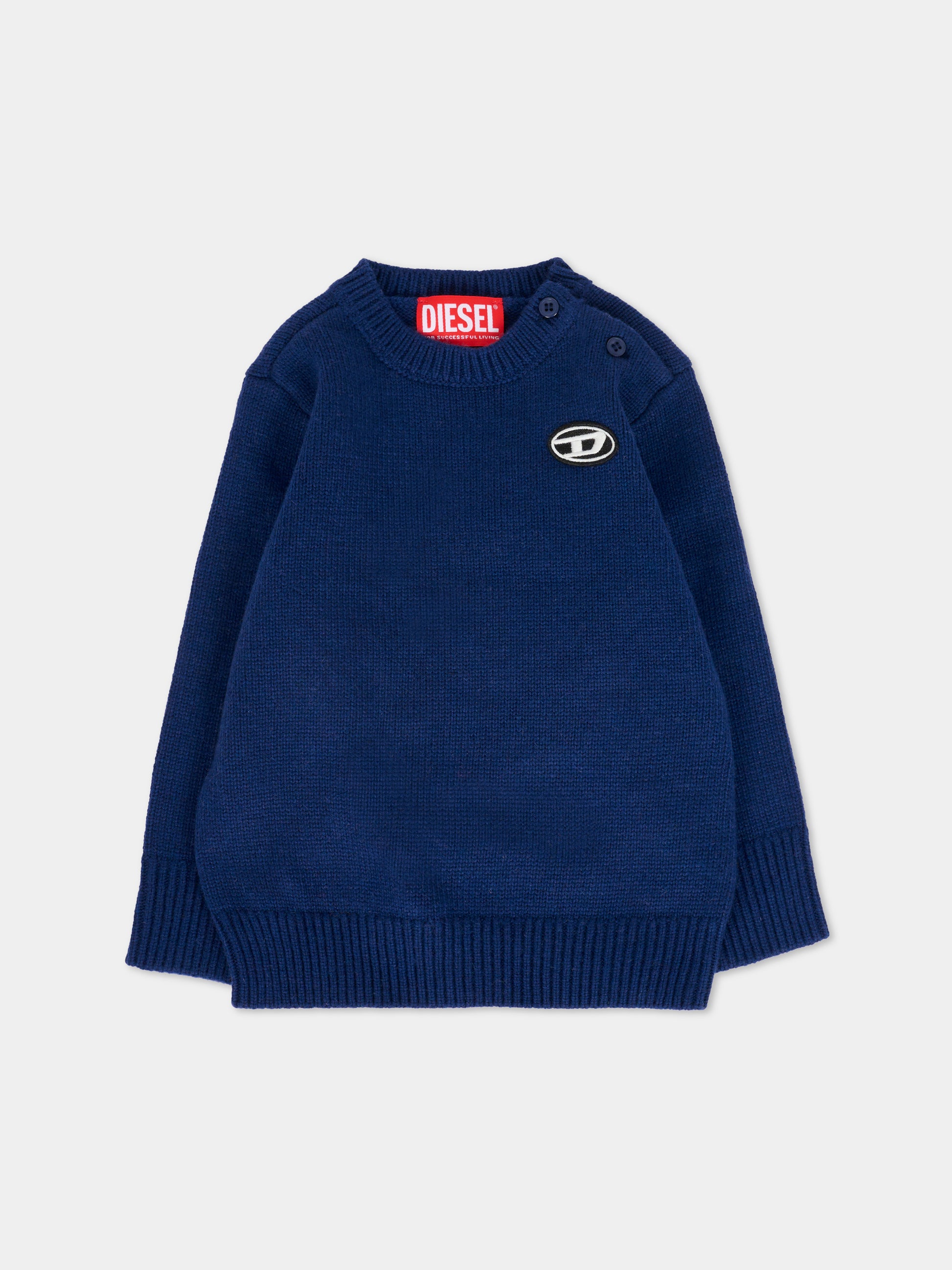 Maglione blu per neonato con logo,Diesel,K00685-KYAYX-K851