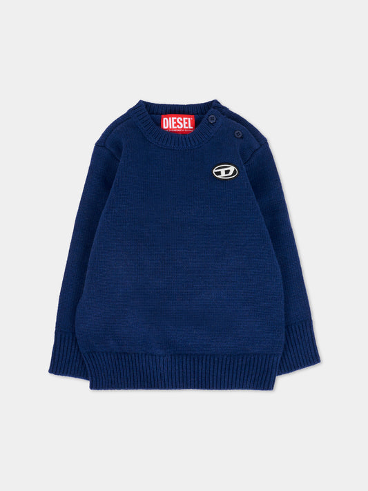 Maglione blu per neonato con logo,Diesel,K00685-KYAYX-K851