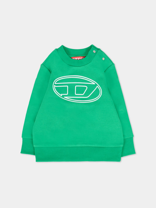 Felpa verde per neonato con logo,Diesel,K00702-KYAVF-K560