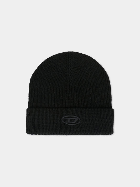 Berretto nero per bambino con logo,Diesel,J02392-KYAZ1-K900
