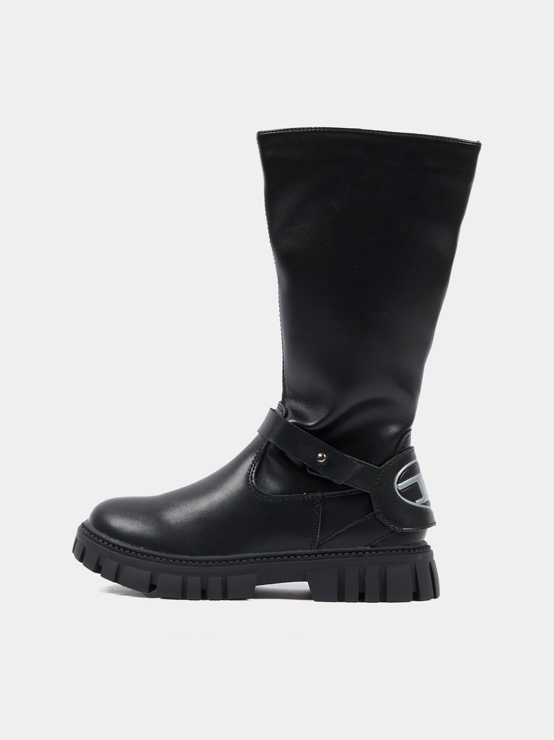 Stivali neri per bambina con logo,Diesel,BC1047-P1040-T8013