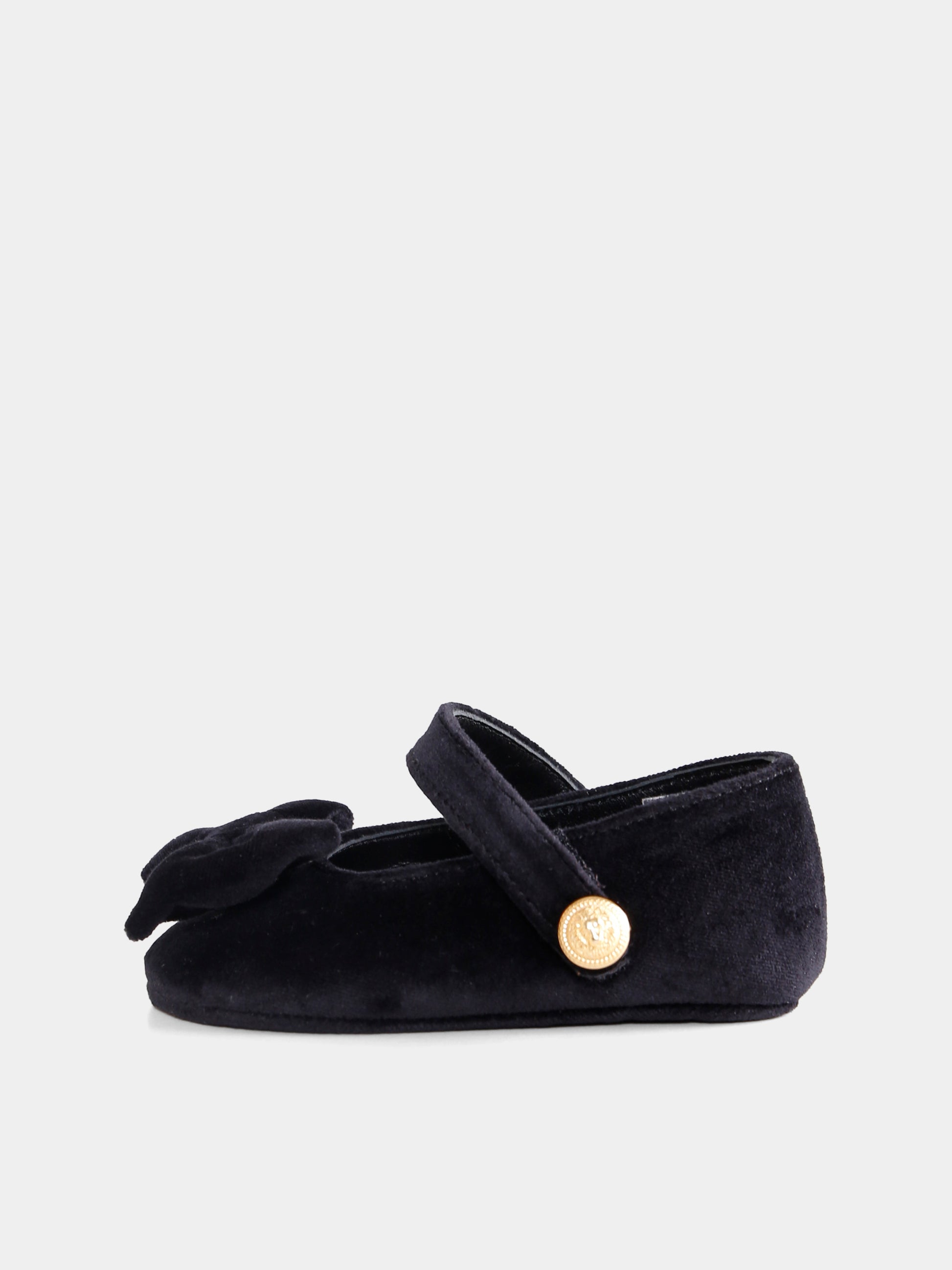 Ballerine nere per neonata con fiocco,Balmain Kids,BX0006-V0082 930OR