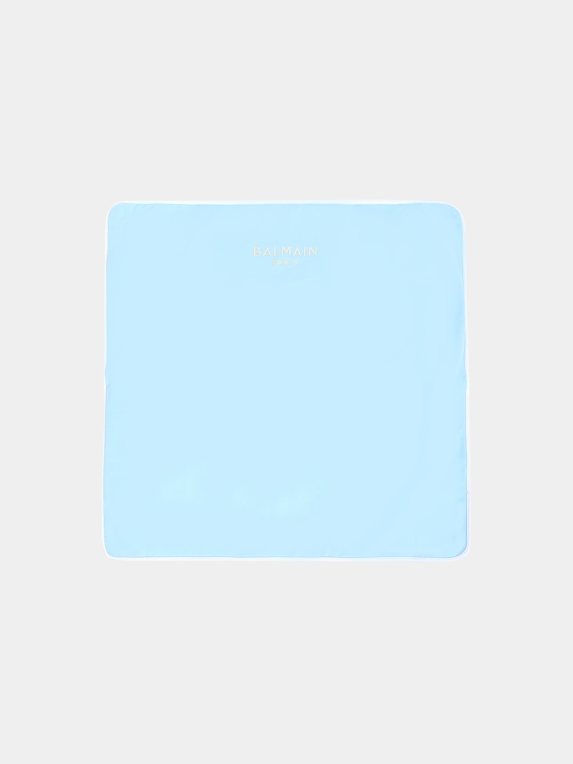 Coperta azzurra per neonato con logo,Balmain Kids,BX0510-Z3278 60RBG