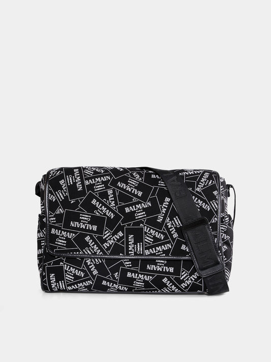 Borsa mamma nera per neonati con logo all over,Balmain Kids,BX0578-Z3379 930BC