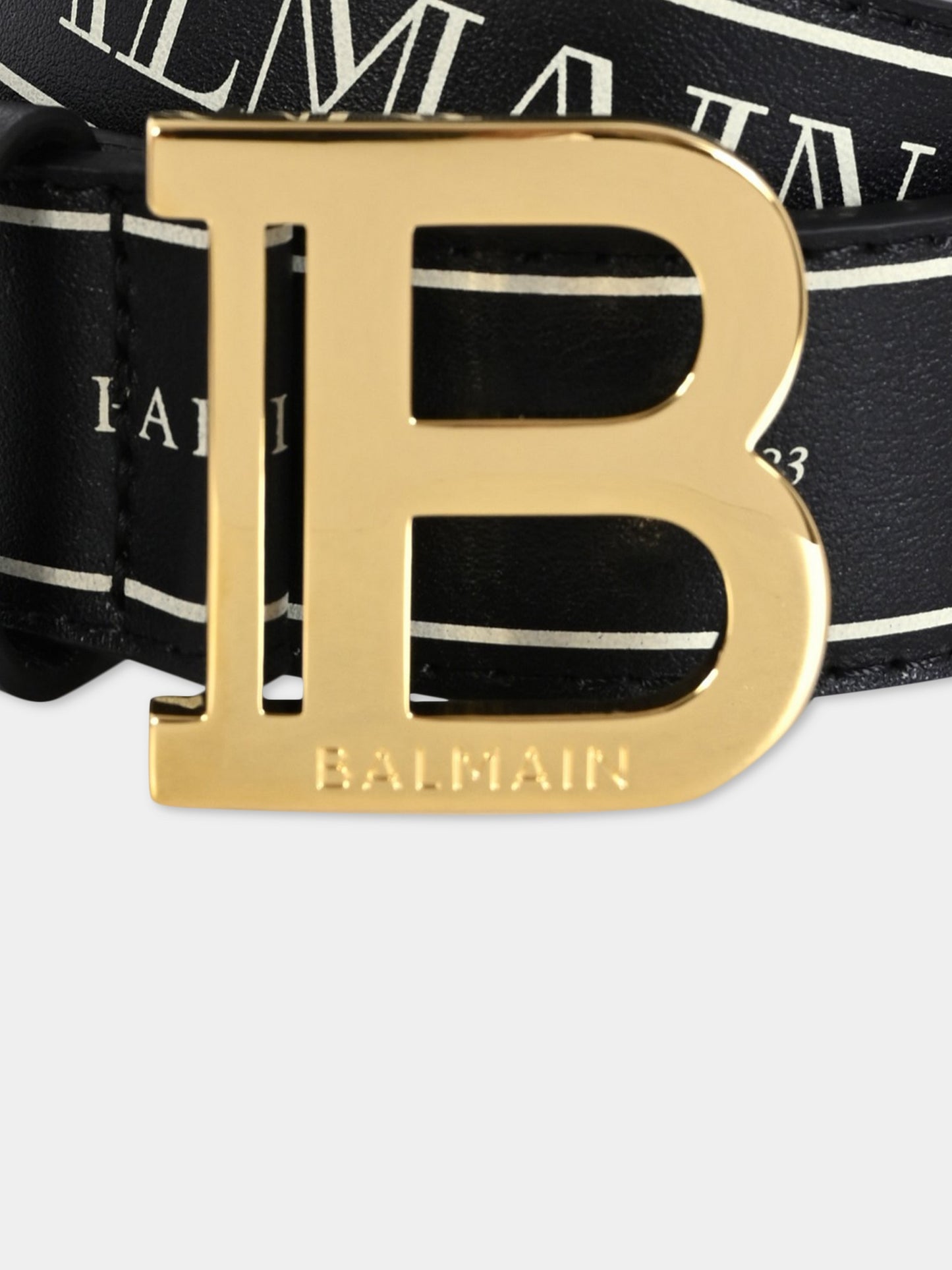 Cintura nera per bambini con logo all over,Balmain Kids,BX0B01-Z0847 930AV