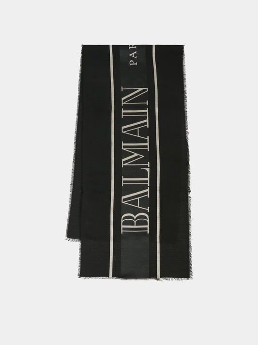 Sciarpa nera per bambini con logo,Balmain Kids,BX0B23-Z3392 930AV