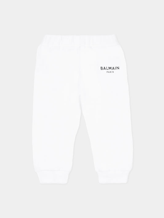 Pantaloni bianchi per neonati con logo,Balmain Kids,BX6500-Z3183 100NE