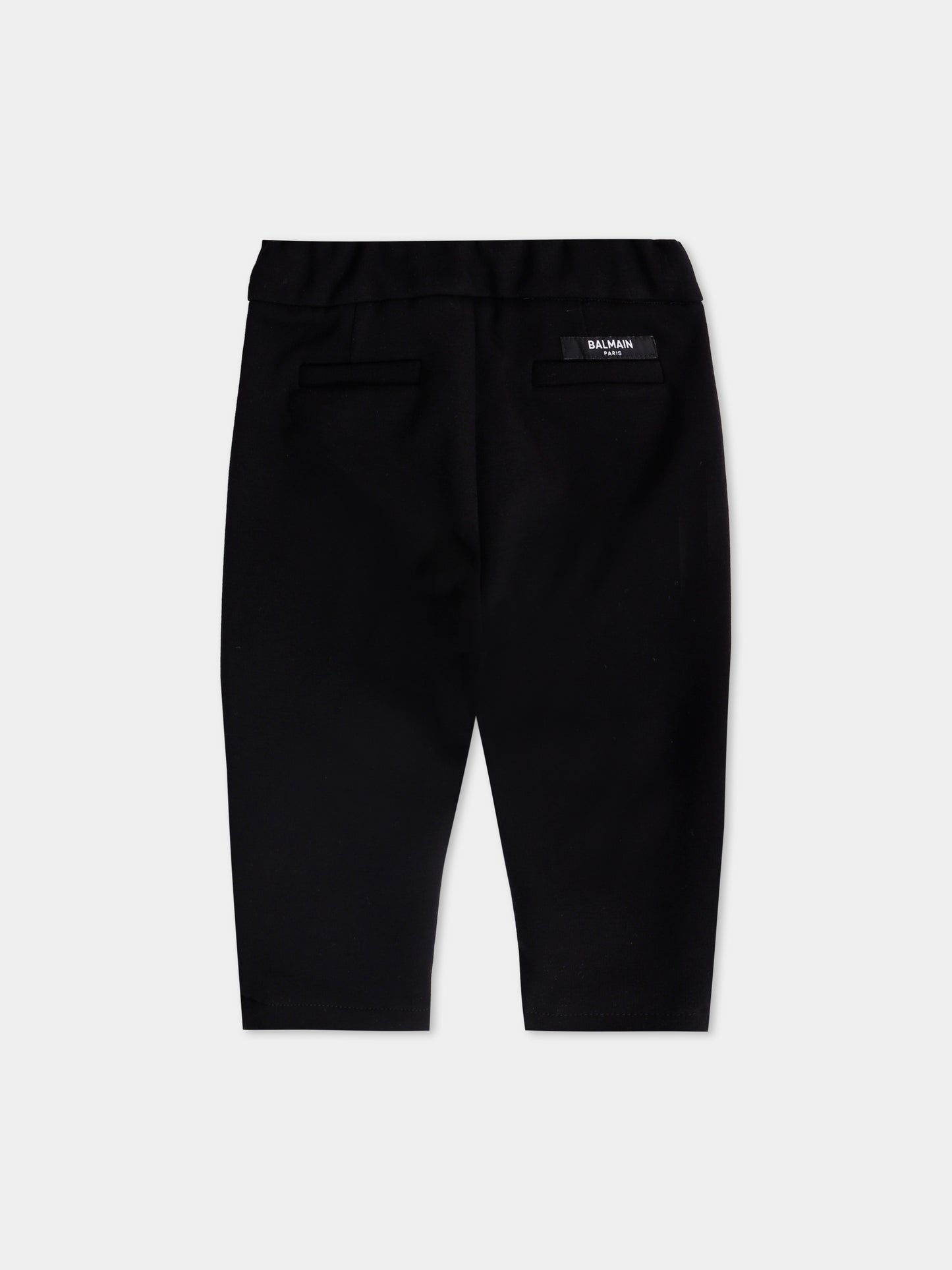 Pantaloni neri per neonato con logo,Balmain Kids,BX6520-J0371 930AG