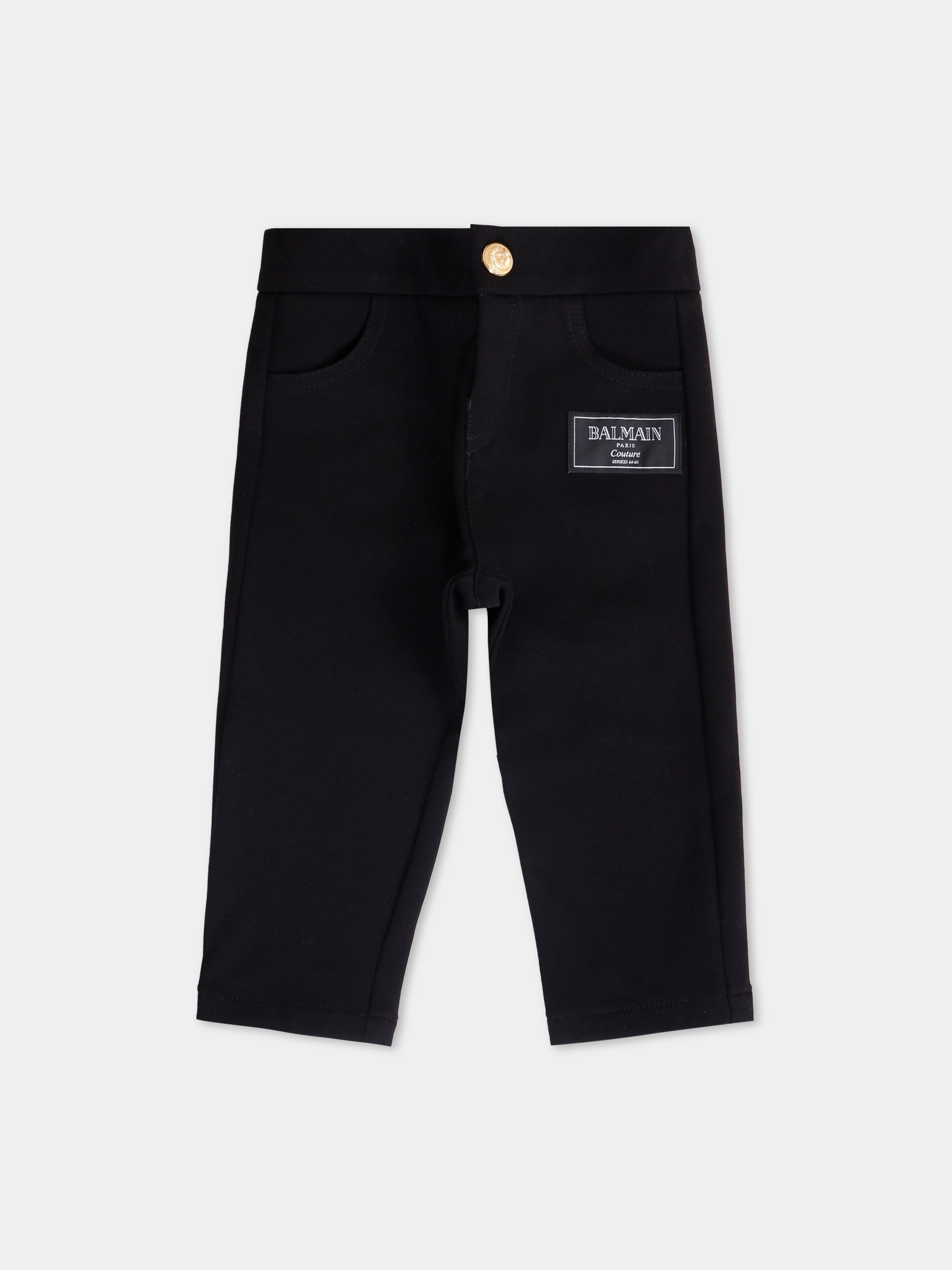 Pantaloni neri per neonato con logo,Balmain Kids,BX6600-J0371 930